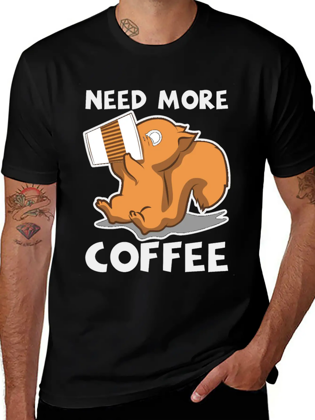 Need More Coffee Caffeine Junkie Gift Stylish Everyday T-Shirt – Unisex Basic Cotton Tee