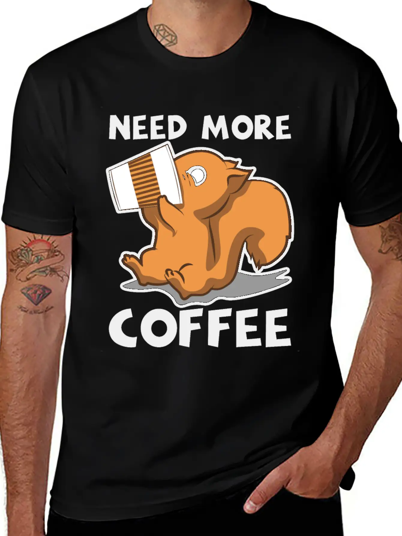 Need More Coffee Caffeine Junkie Gift Stylish Everyday T-Shirt – Unisex Basic Cotton Tee