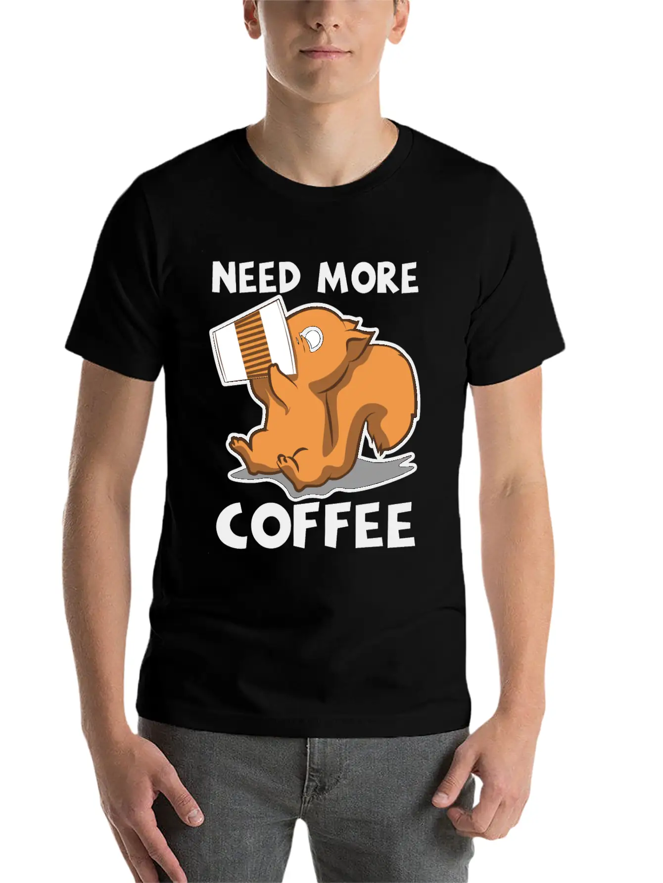 Need More Coffee Caffeine Junkie Gift Stylish Everyday T-Shirt – Unisex Basic Cotton Tee
