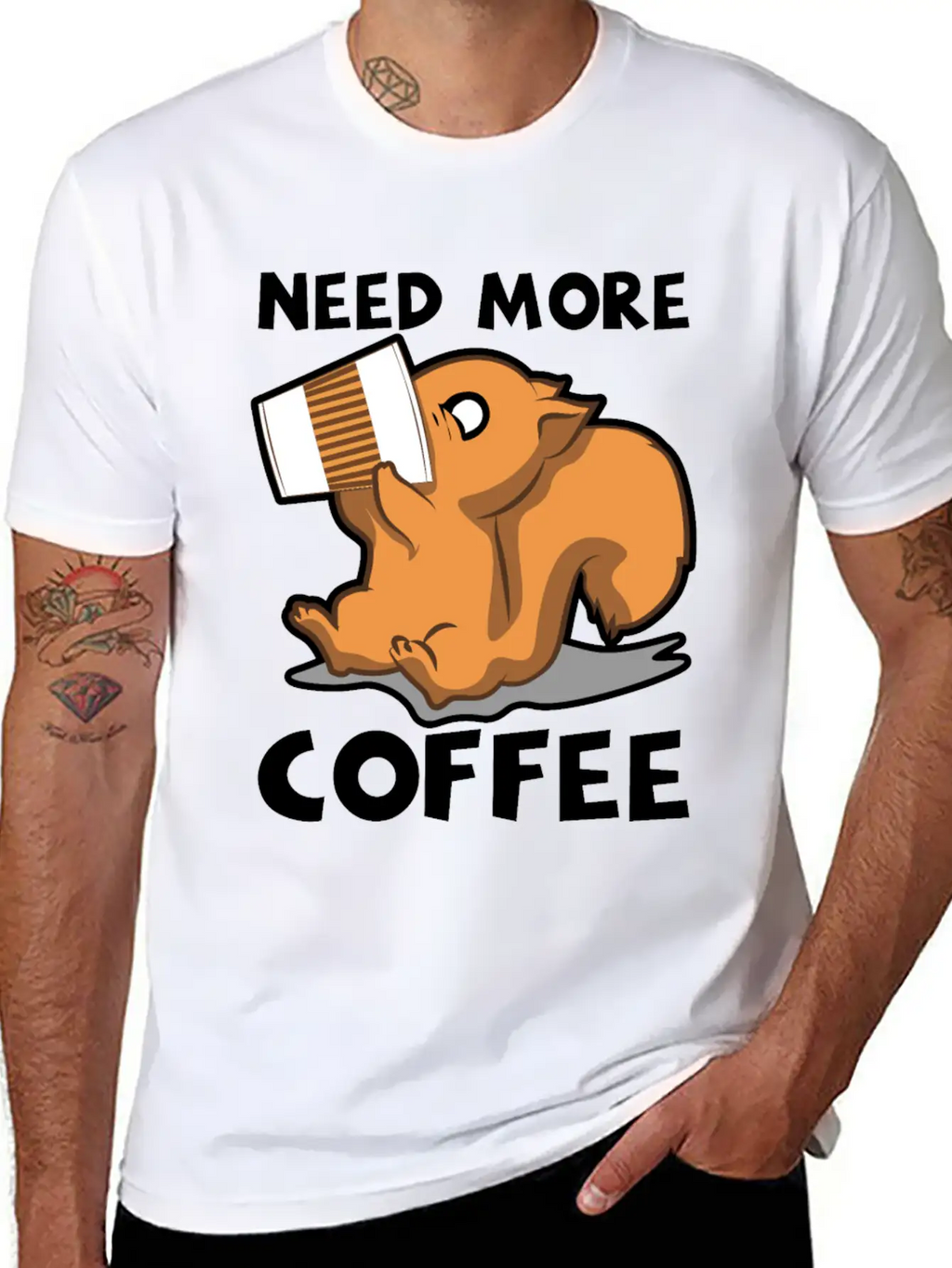 Need More Coffee Caffeine Junkie Gift Stylish Everyday T-Shirt – Unisex Basic Cotton Tee