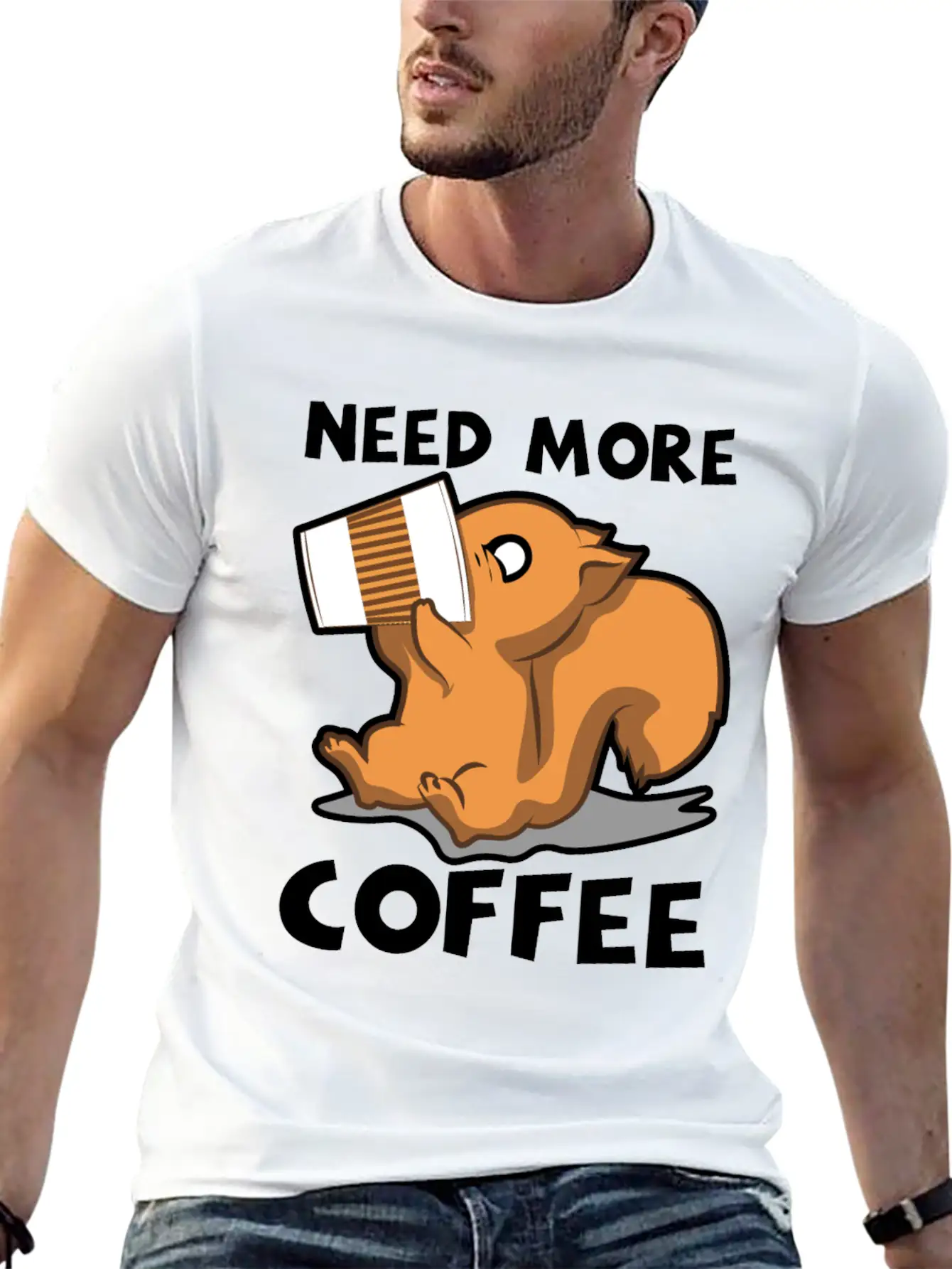 Need More Coffee Caffeine Junkie Gift Stylish Everyday T-Shirt – Unisex Basic Cotton Tee
