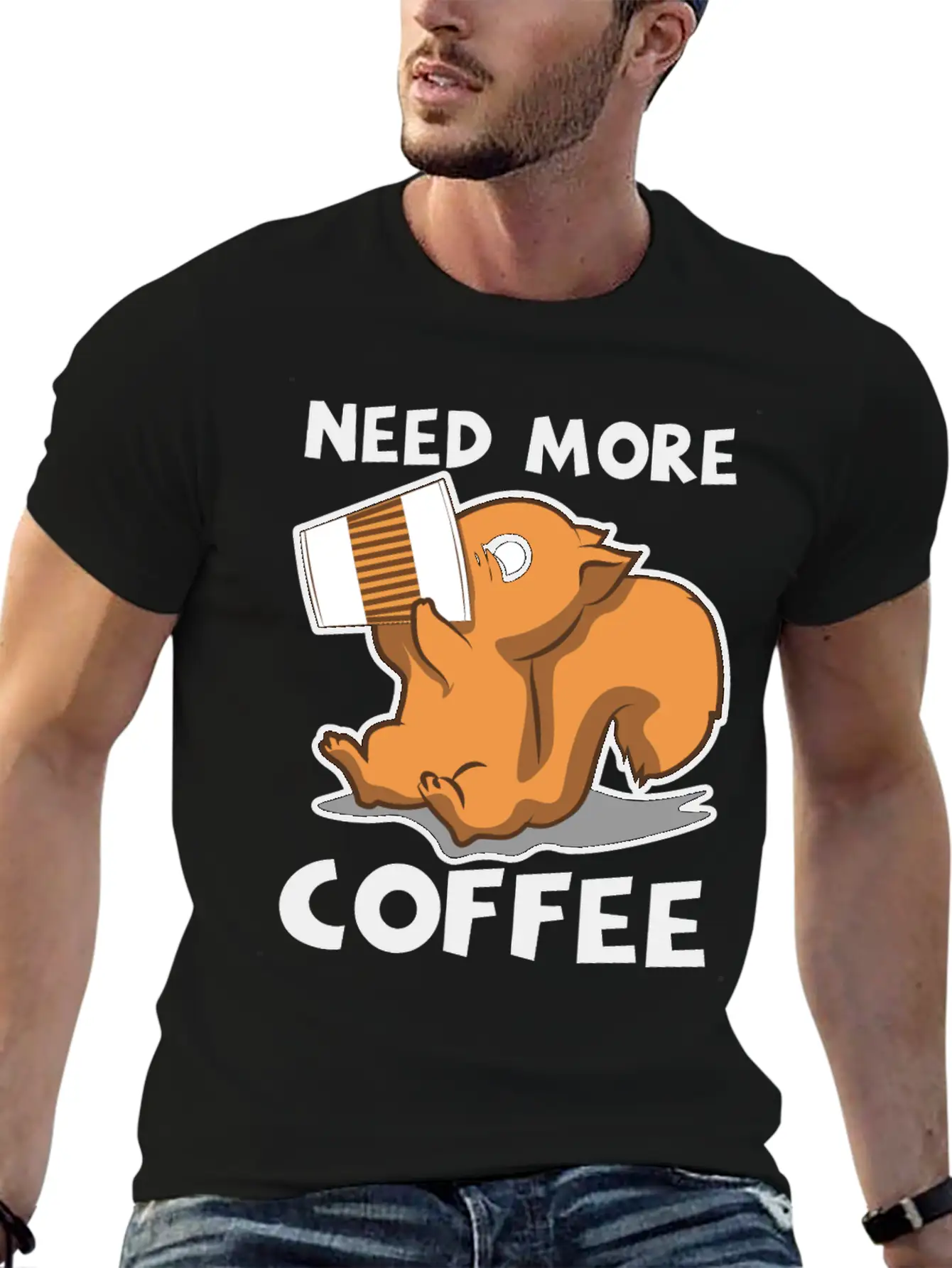Need More Coffee Caffeine Junkie Gift Stylish Everyday T-Shirt – Unisex Basic Cotton Tee