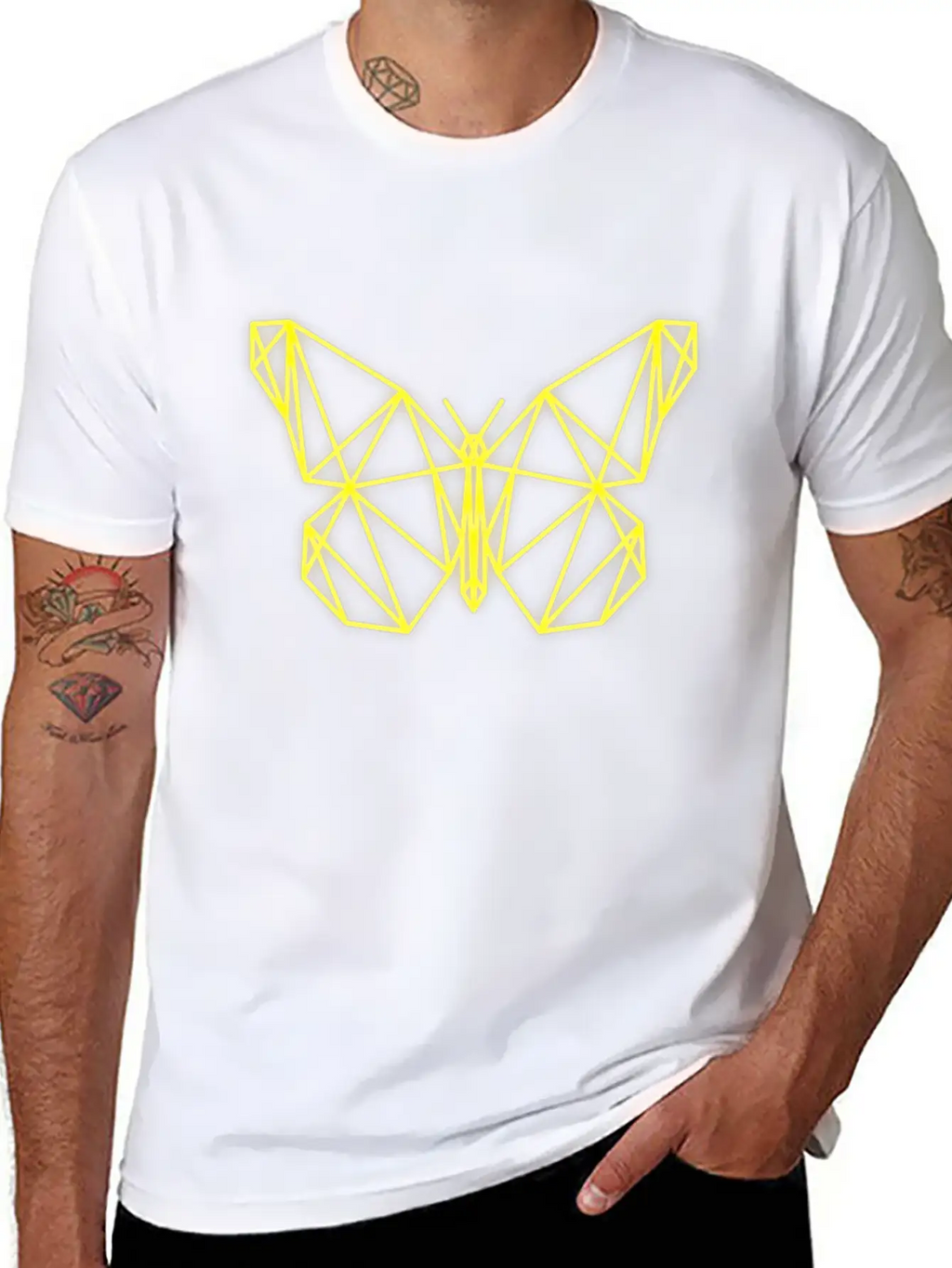 Neon Butterfly Geometric Retro Gift Idea Unisex Short Sleeve Soft Cotton T-Shirt – Casual Everyday Wear