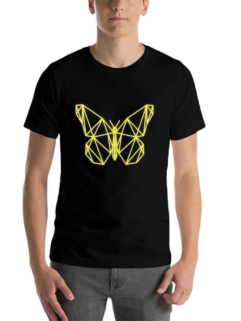 Neon Butterfly Geometric Retro Gift Idea Unisex Short Sleeve Soft Cotton T-Shirt – Casual Everyday Wear