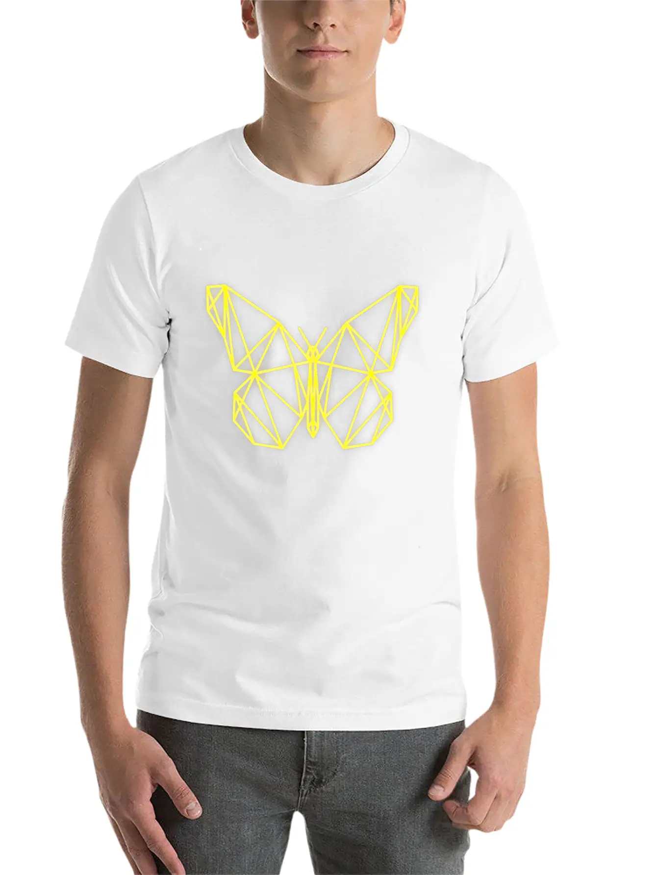 Neon Butterfly Geometric Retro Gift Idea Unisex Short Sleeve Soft Cotton T-Shirt – Casual Everyday Wear
