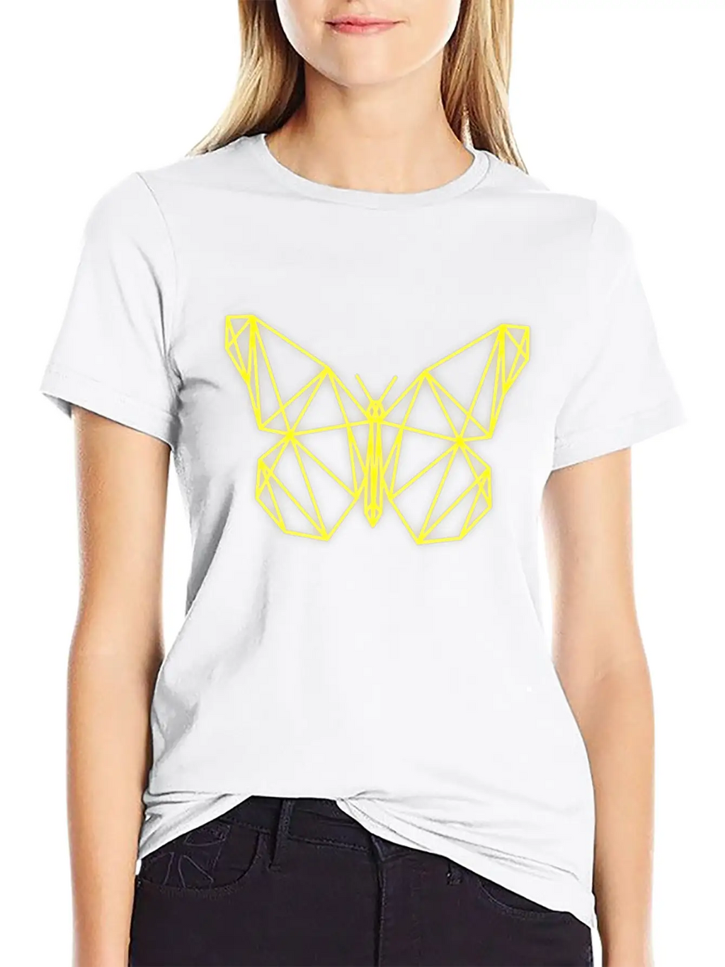 Neon Butterfly Geometric Retro Gift Idea Unisex Short Sleeve Soft Cotton T-Shirt – Casual Everyday Wear