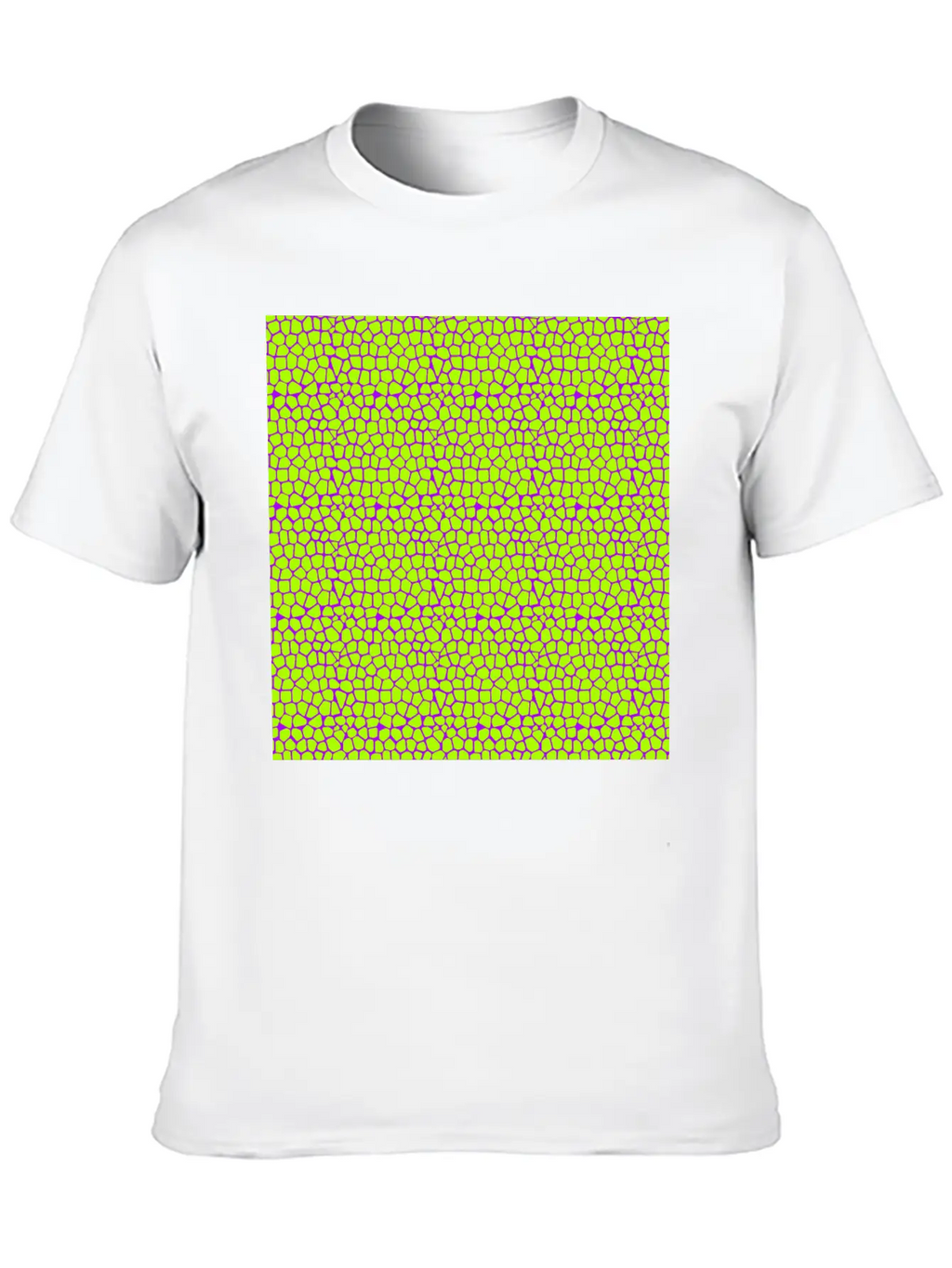 Neon Green Purple Giraffe Pattern Unisex Short Sleeve Soft Cotton T-Shirt – Casual Everyday Wear