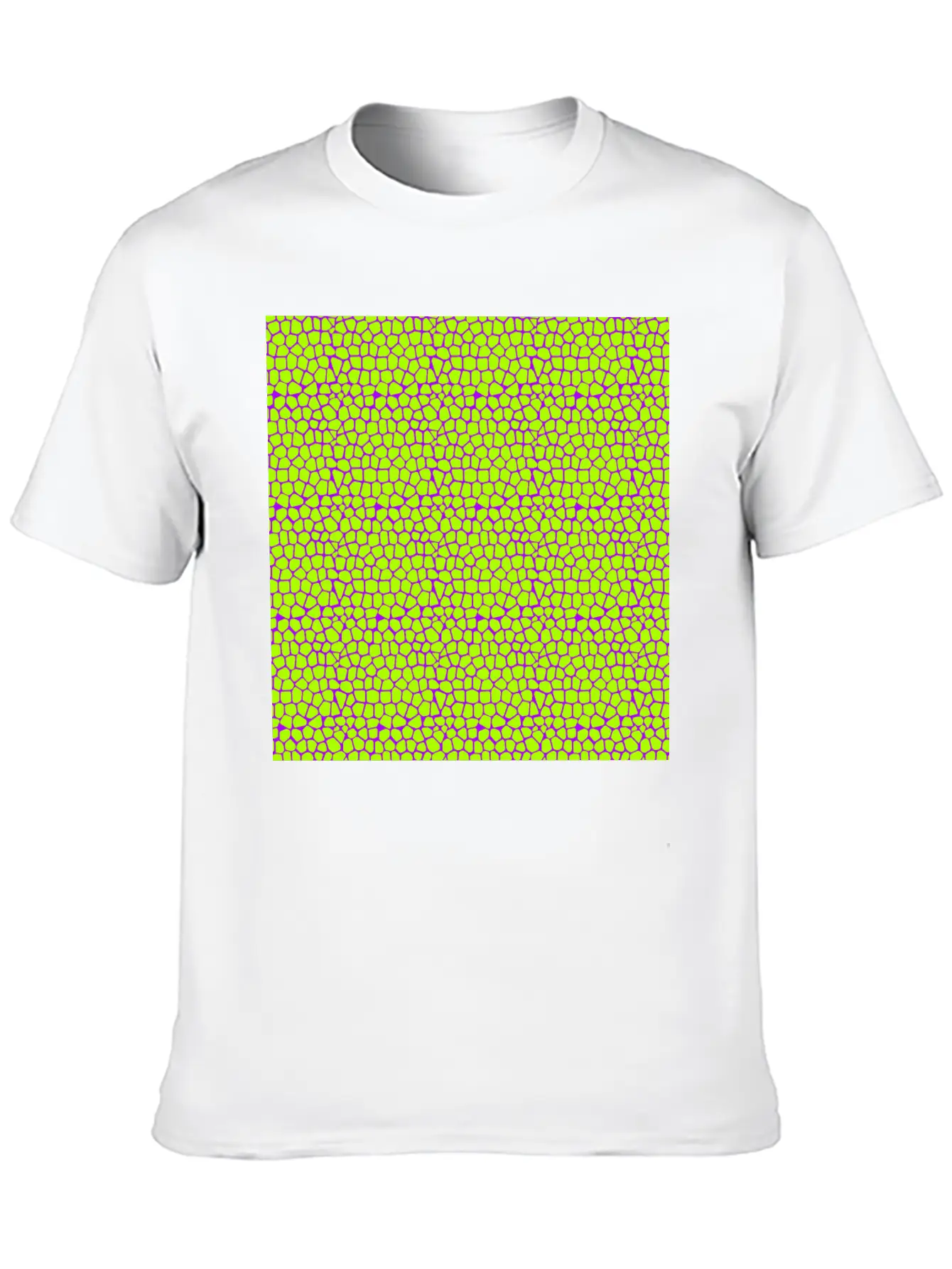 Neon Green Purple Giraffe Pattern Unisex Short Sleeve Soft Cotton T-Shirt – Casual Everyday Wear