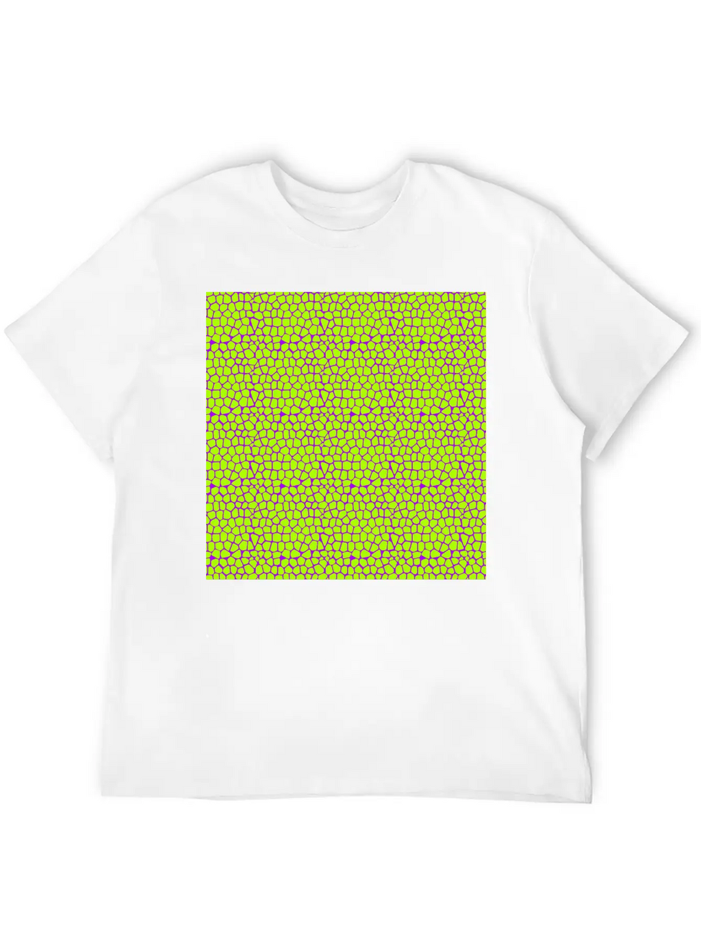 Neon Green Purple Giraffe Pattern Unisex Short Sleeve Soft Cotton T-Shirt – Casual Everyday Wear