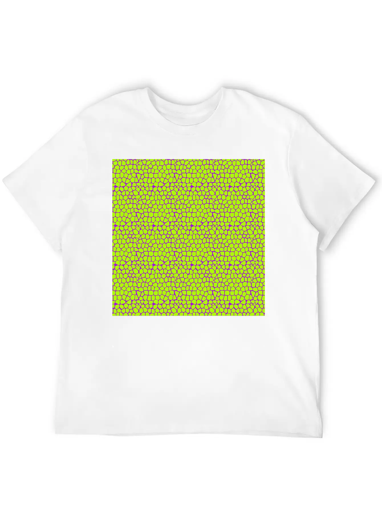 Neon Green Purple Giraffe Pattern Unisex Short Sleeve Soft Cotton T-Shirt – Casual Everyday Wear