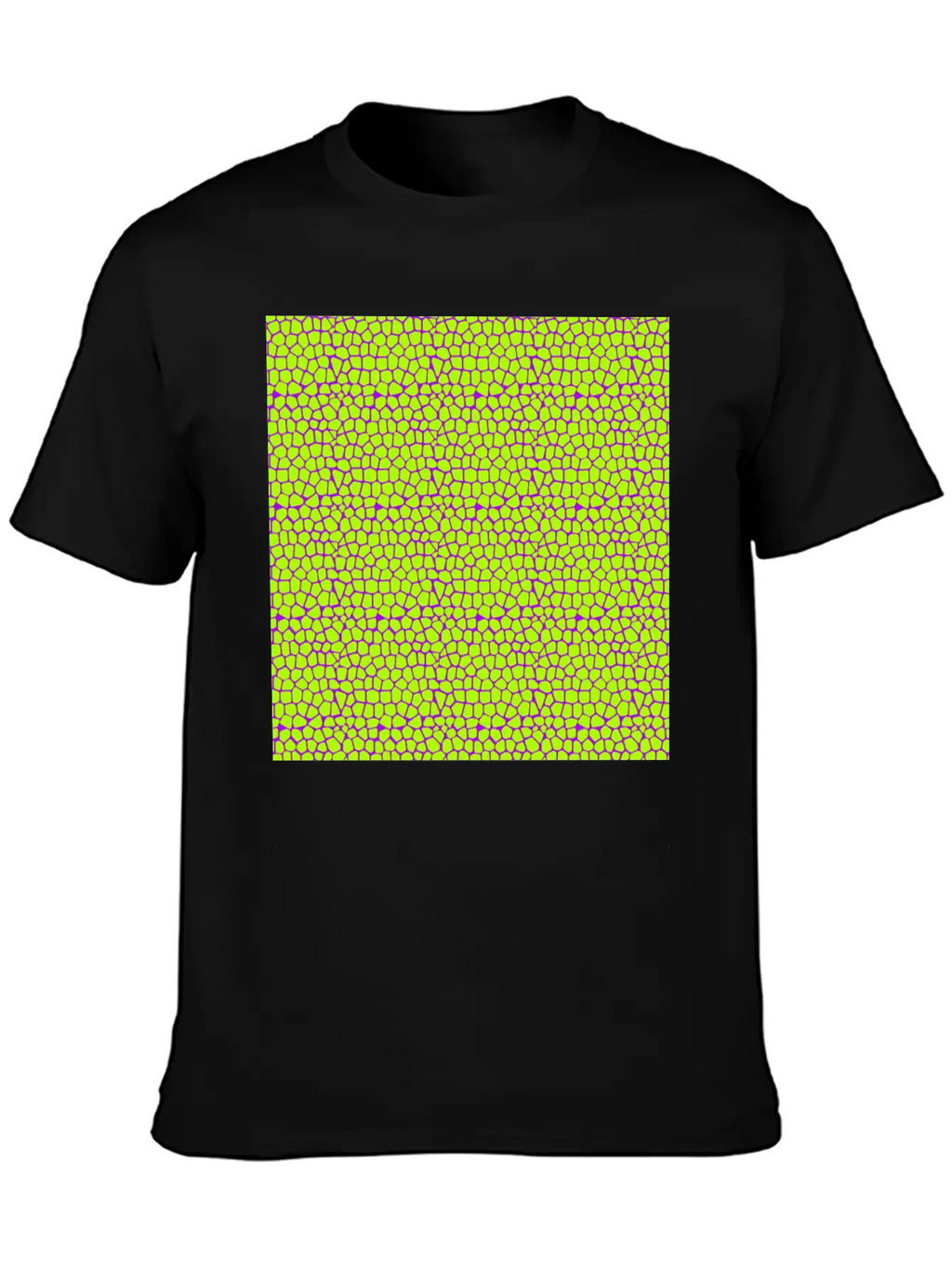 Neon Green Purple Giraffe Pattern Unisex Short Sleeve Soft Cotton T-Shirt – Casual Everyday Wear