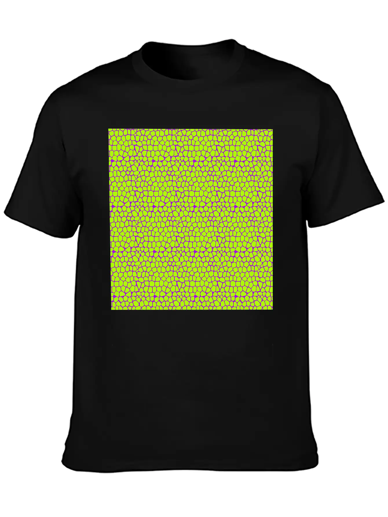Neon Green Purple Giraffe Pattern Unisex Short Sleeve Soft Cotton T-Shirt – Casual Everyday Wear