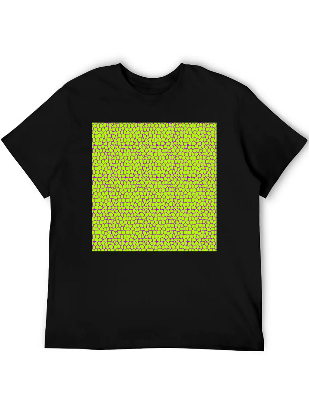 Neon Green Purple Giraffe Pattern Unisex Short Sleeve Soft Cotton T-Shirt – Casual Everyday Wear