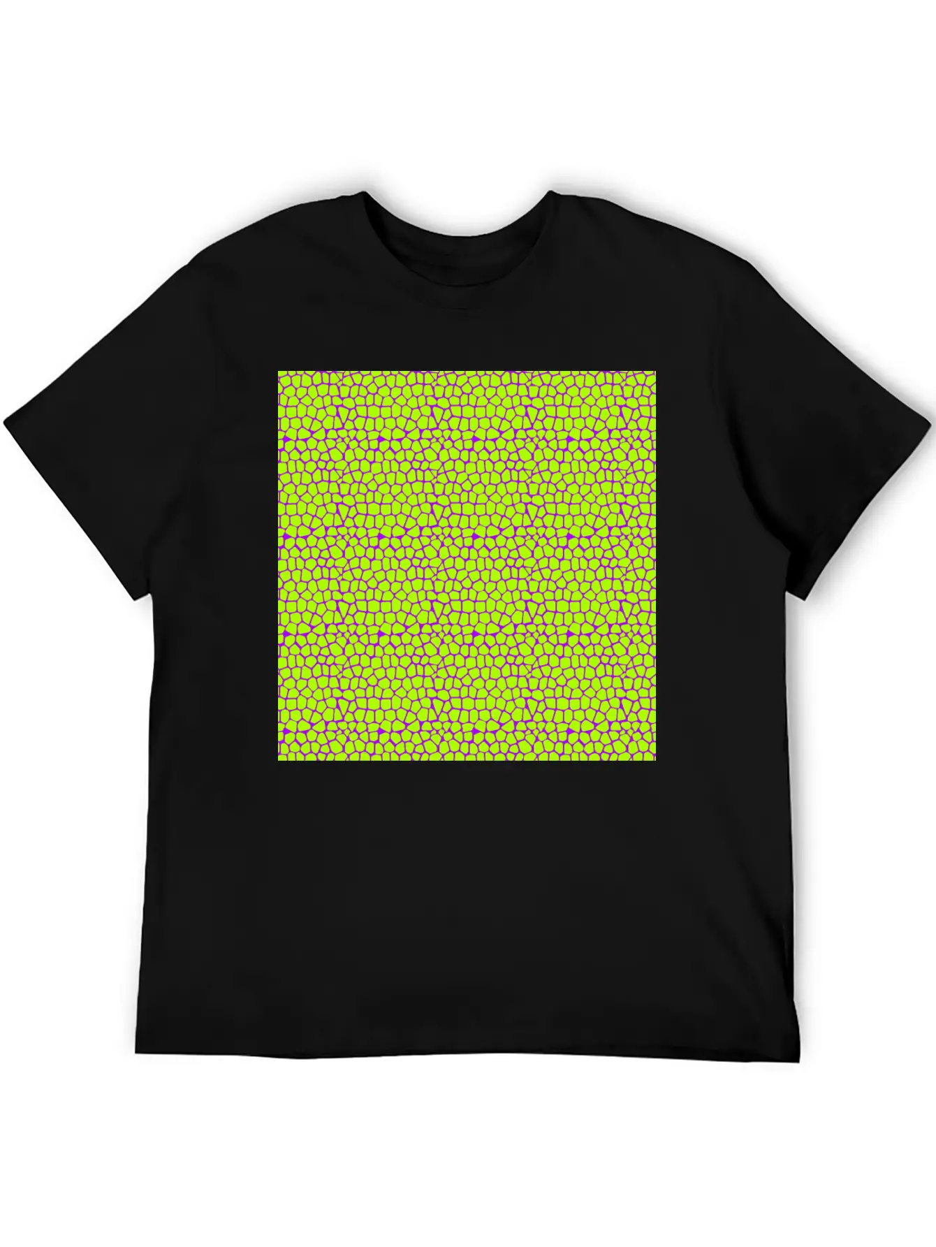 Neon Green Purple Giraffe Pattern Unisex Short Sleeve Soft Cotton T-Shirt – Casual Everyday Wear