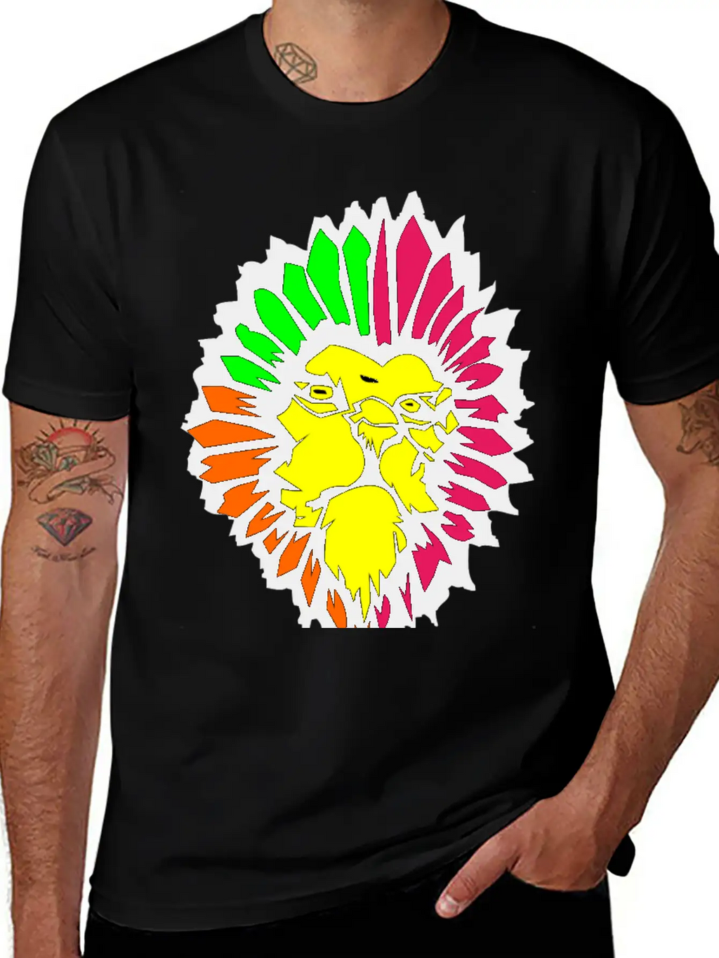 Neon Lion Classic Fit Graphic Tee For Daily Comfort – Unisex Cotton Shirt