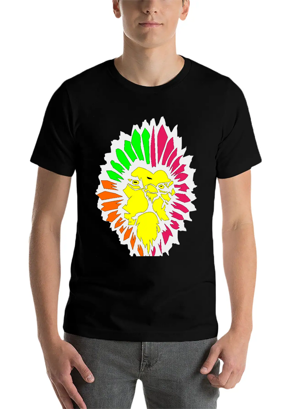 Neon Lion Classic Fit Graphic Tee For Daily Comfort – Unisex Cotton Shirt