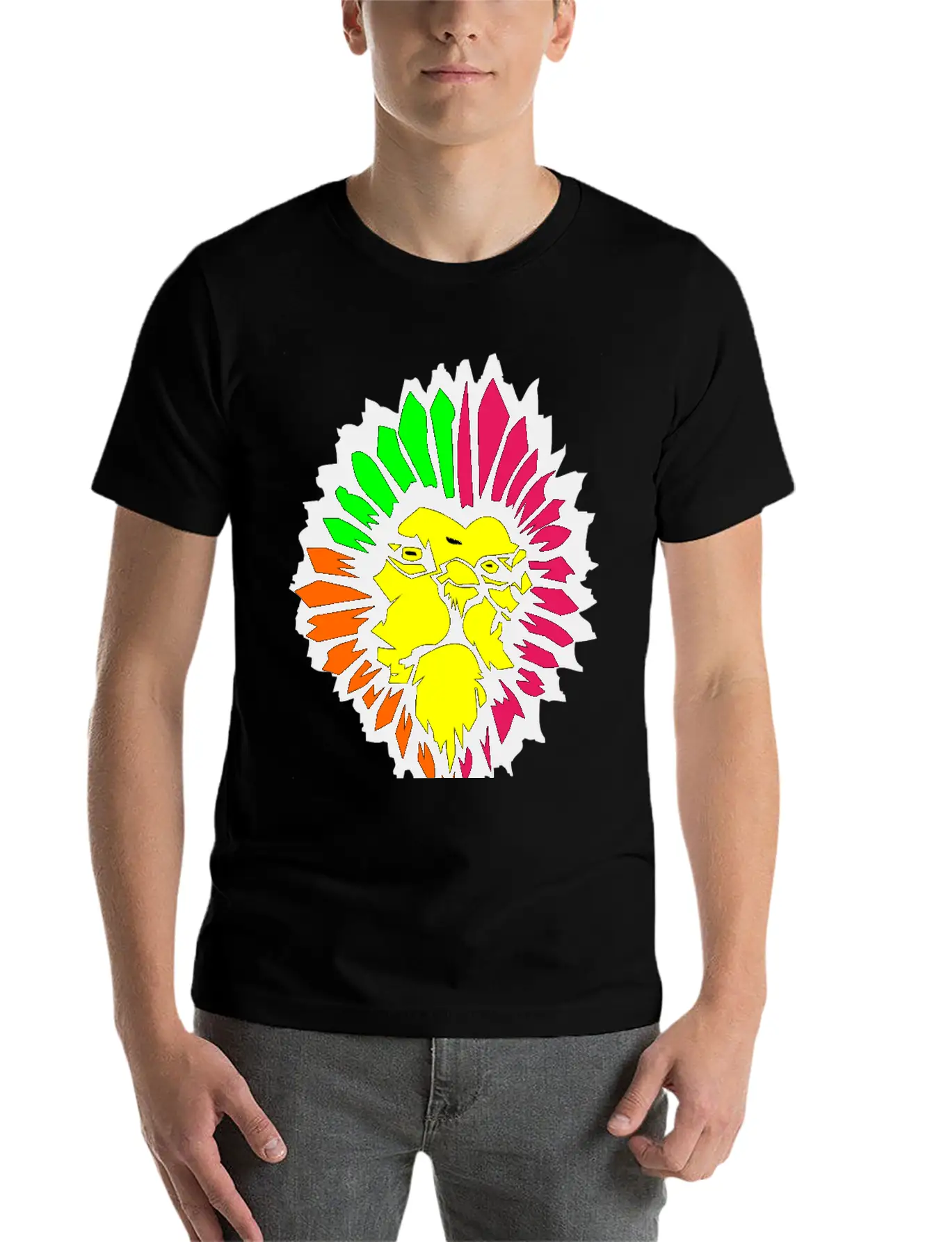 Neon Lion Classic Fit Graphic Tee For Daily Comfort – Unisex Cotton Shirt