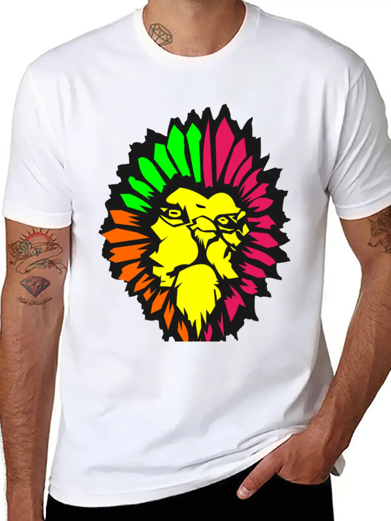 Neon Lion Classic Fit Graphic Tee For Daily Comfort – Unisex Cotton Shirt