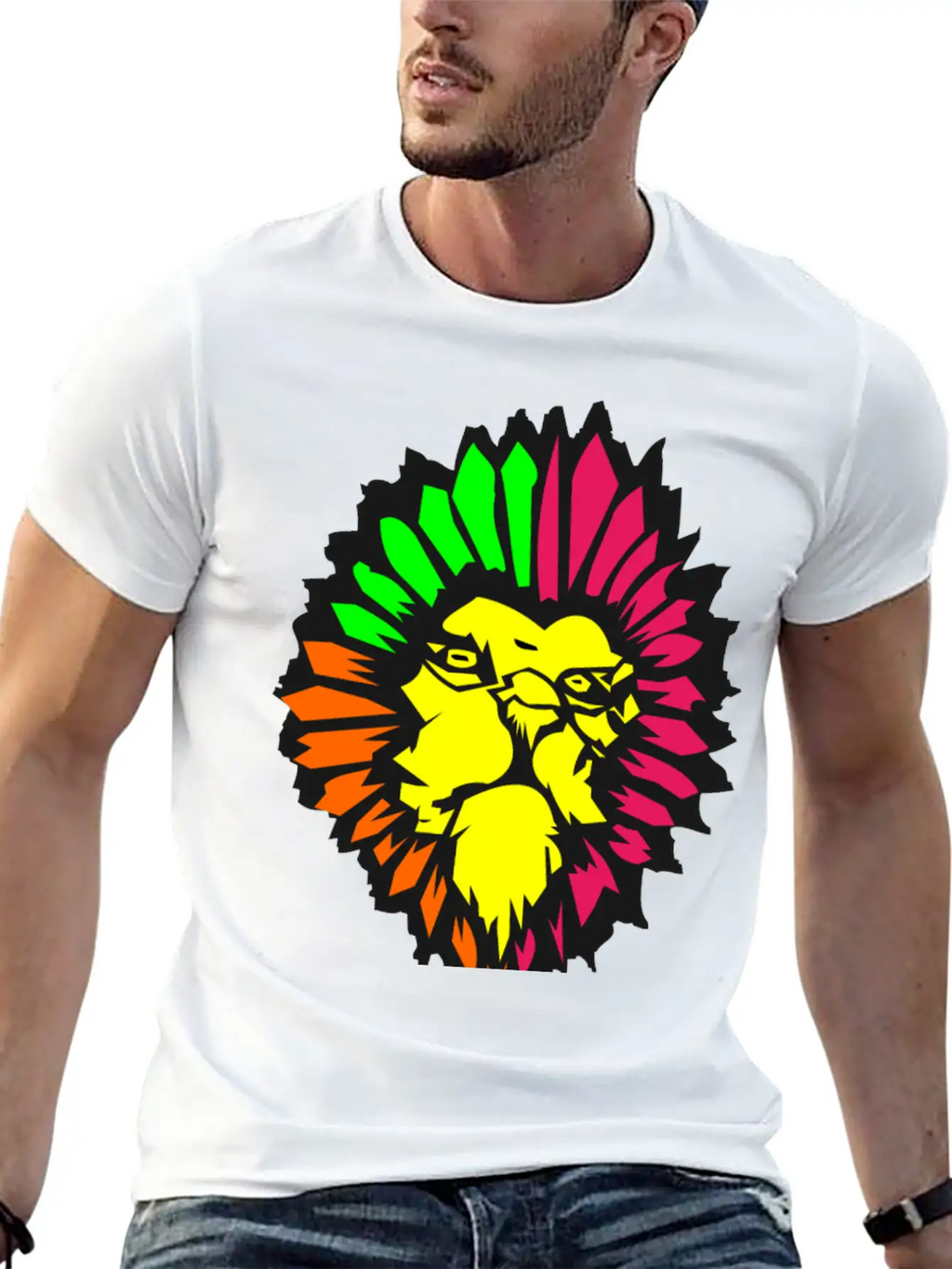 Neon Lion Classic Fit Graphic Tee For Daily Comfort – Unisex Cotton Shirt