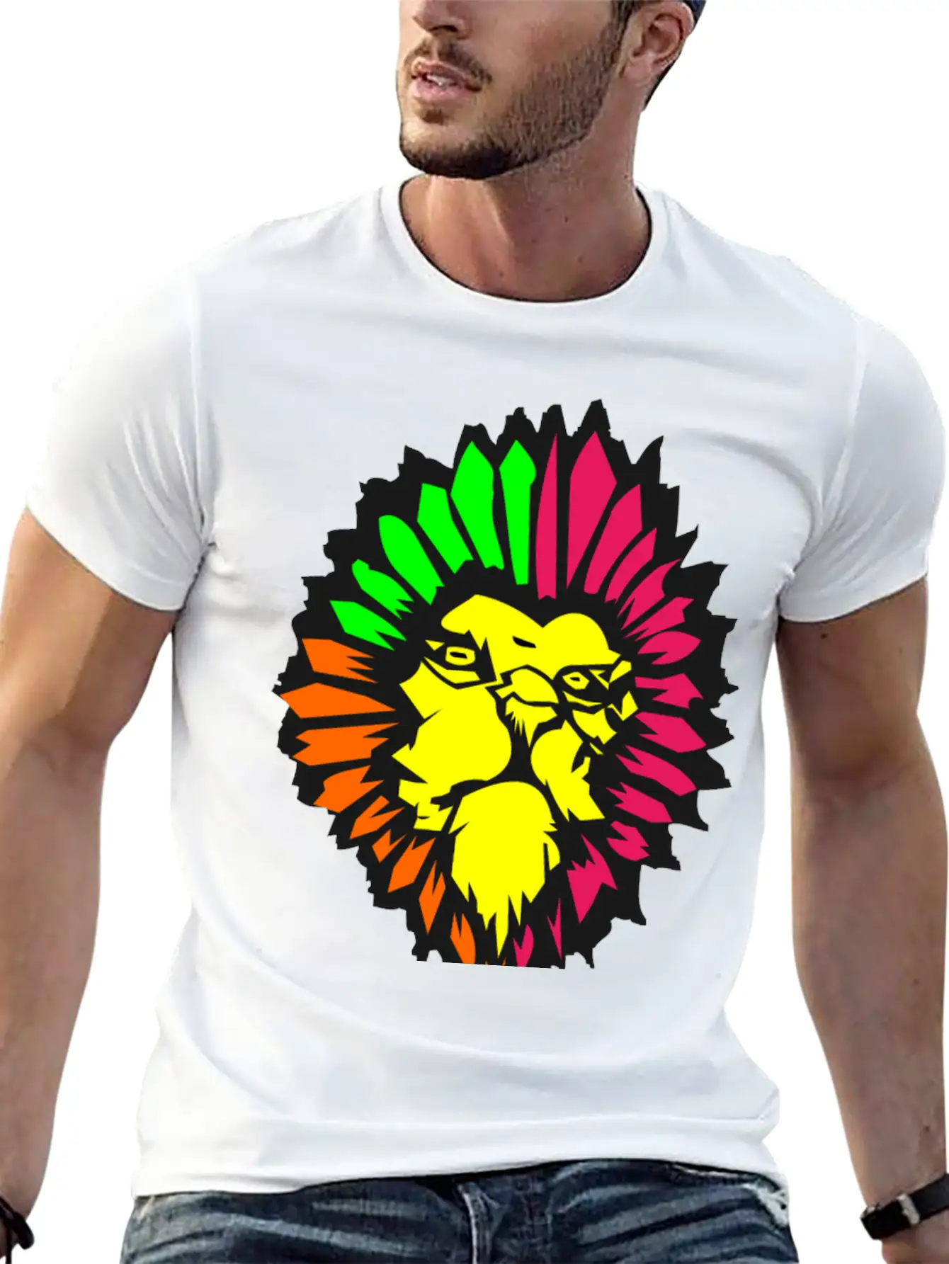 Neon Lion Classic Fit Graphic Tee For Daily Comfort – Unisex Cotton Shirt