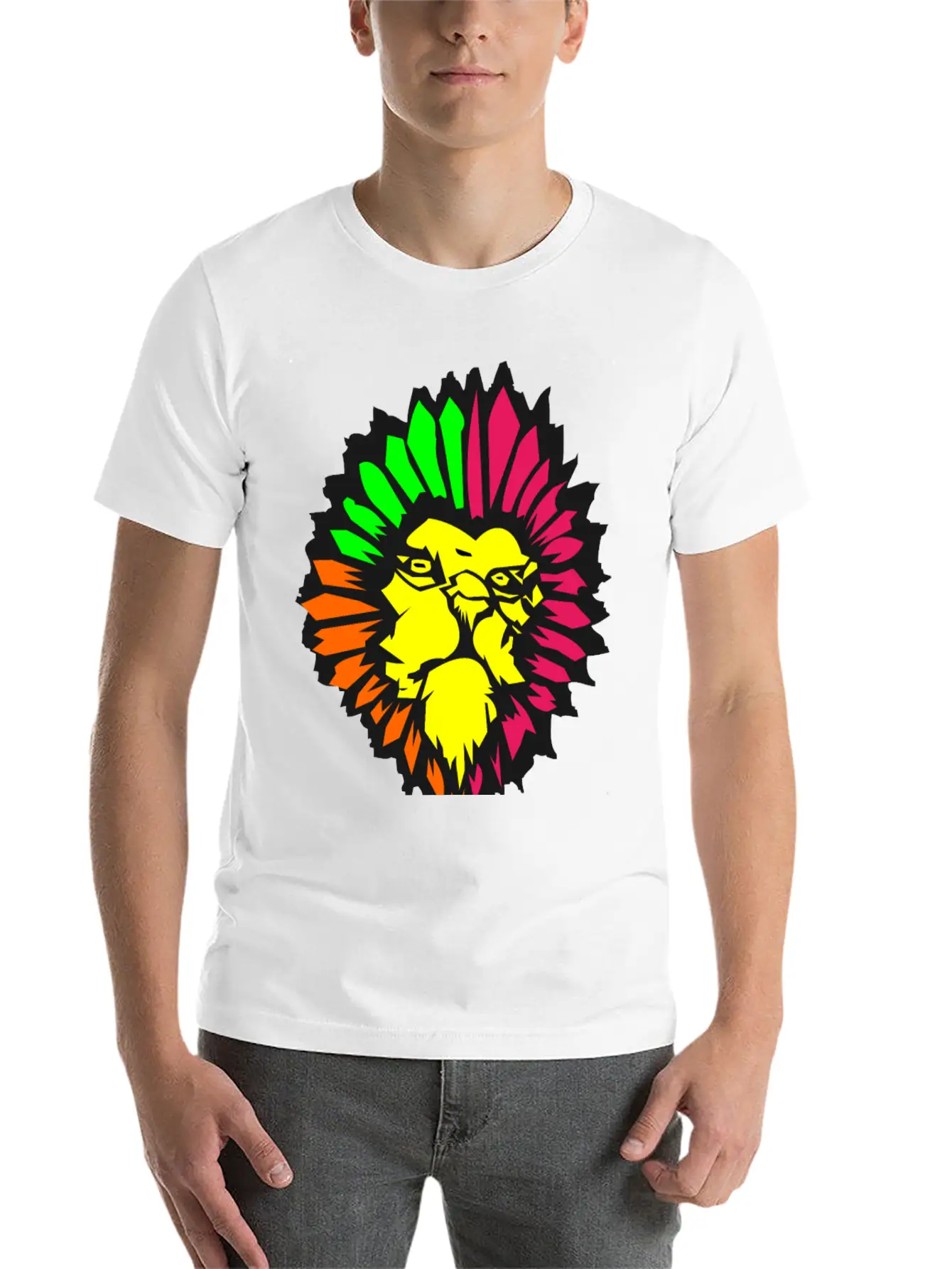 Neon Lion Classic Fit Graphic Tee For Daily Comfort – Unisex Cotton Shirt