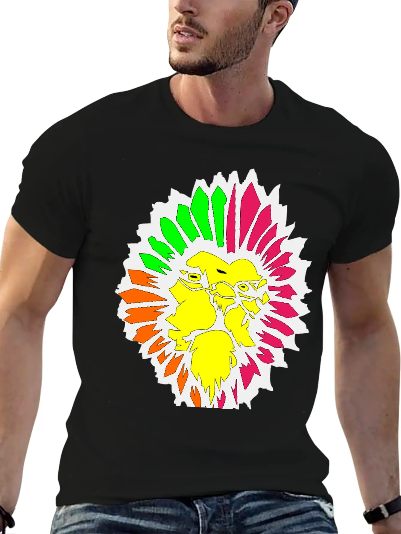 Neon Lion Classic Fit Graphic Tee For Daily Comfort – Unisex Cotton Shirt