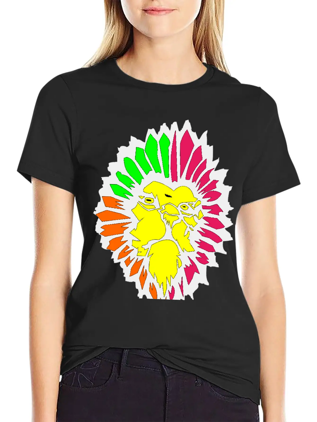 Neon Lion Classic Fit Graphic Tee For Daily Comfort – Unisex Cotton Shirt
