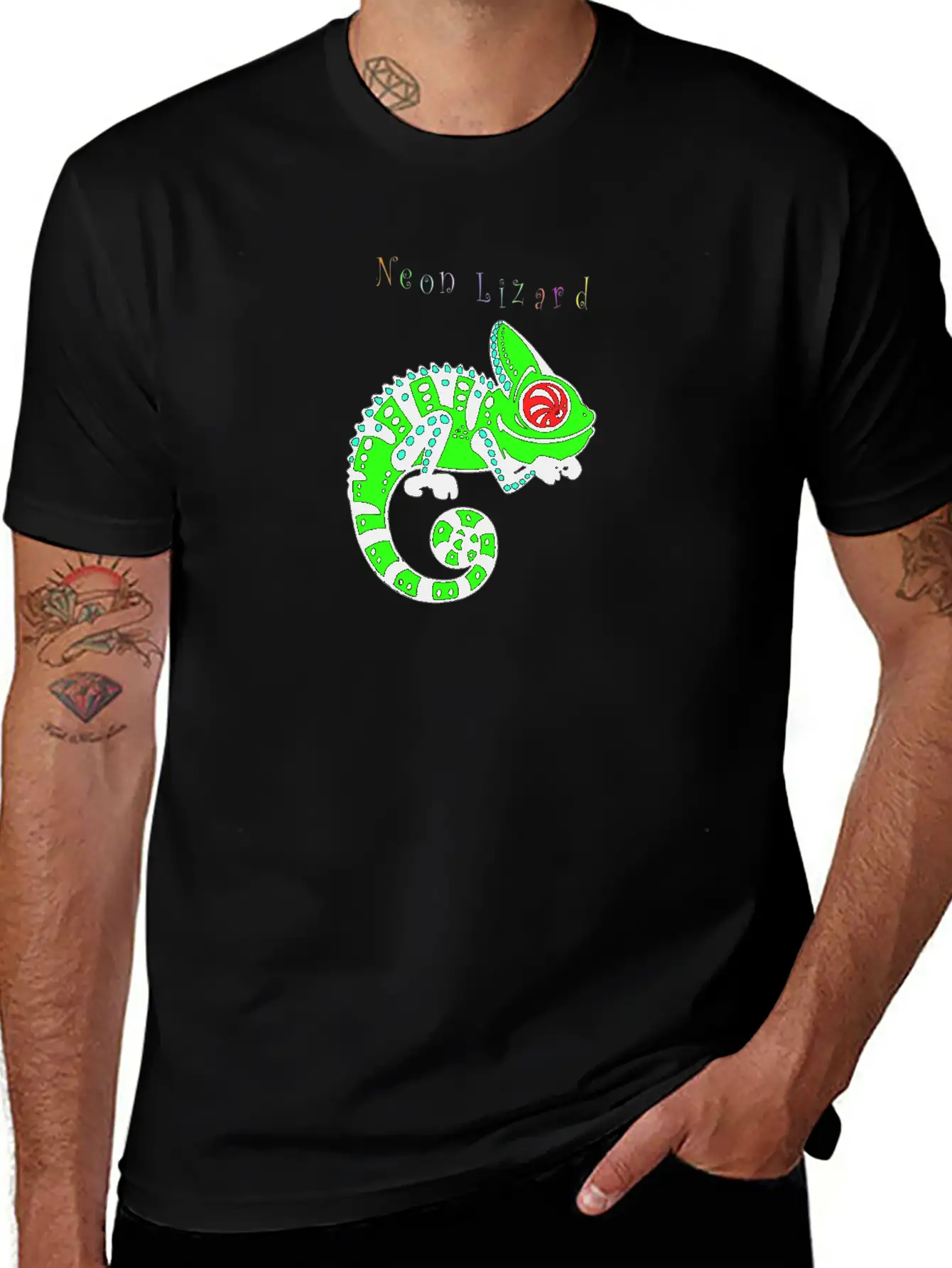 Neon Lizard Lg Breathable Soft Cotton T-Shirt – Timeless Casual Look