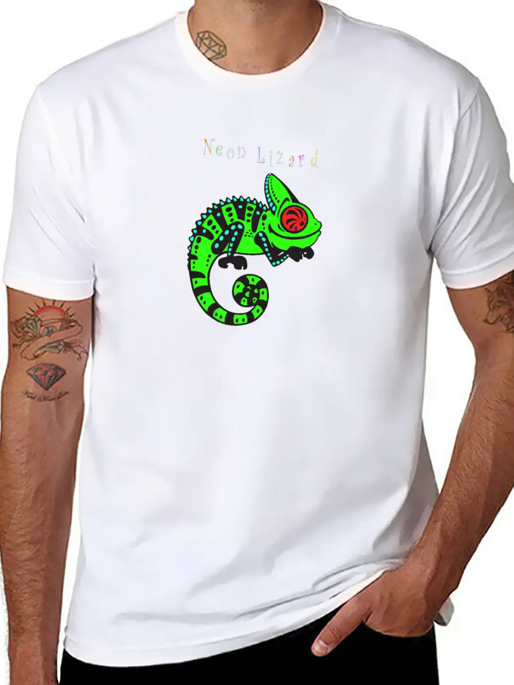 Neon Lizard Lg Breathable Soft Cotton T-Shirt – Timeless Casual Look
