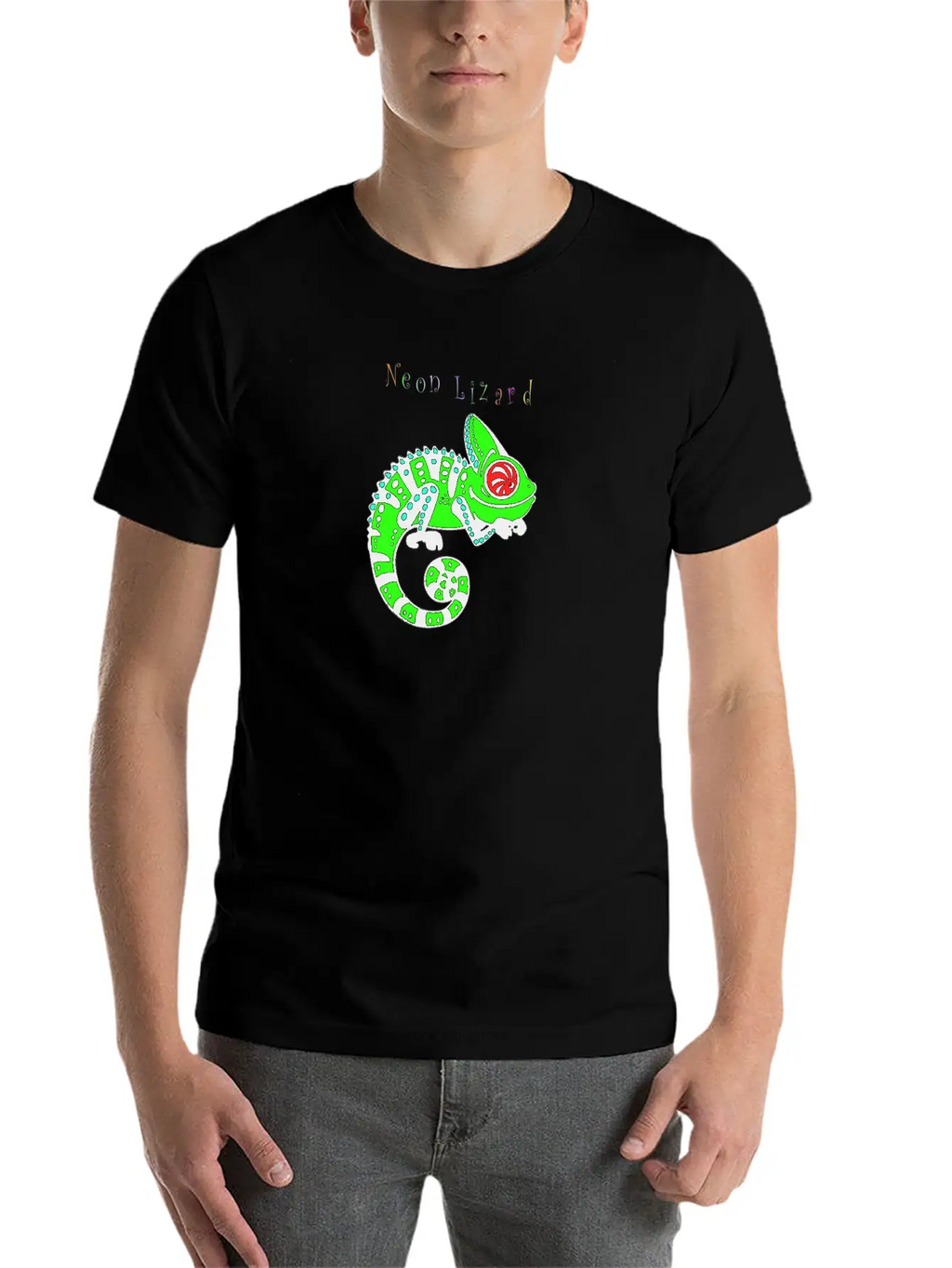 Neon Lizard Lg Breathable Soft Cotton T-Shirt – Timeless Casual Look