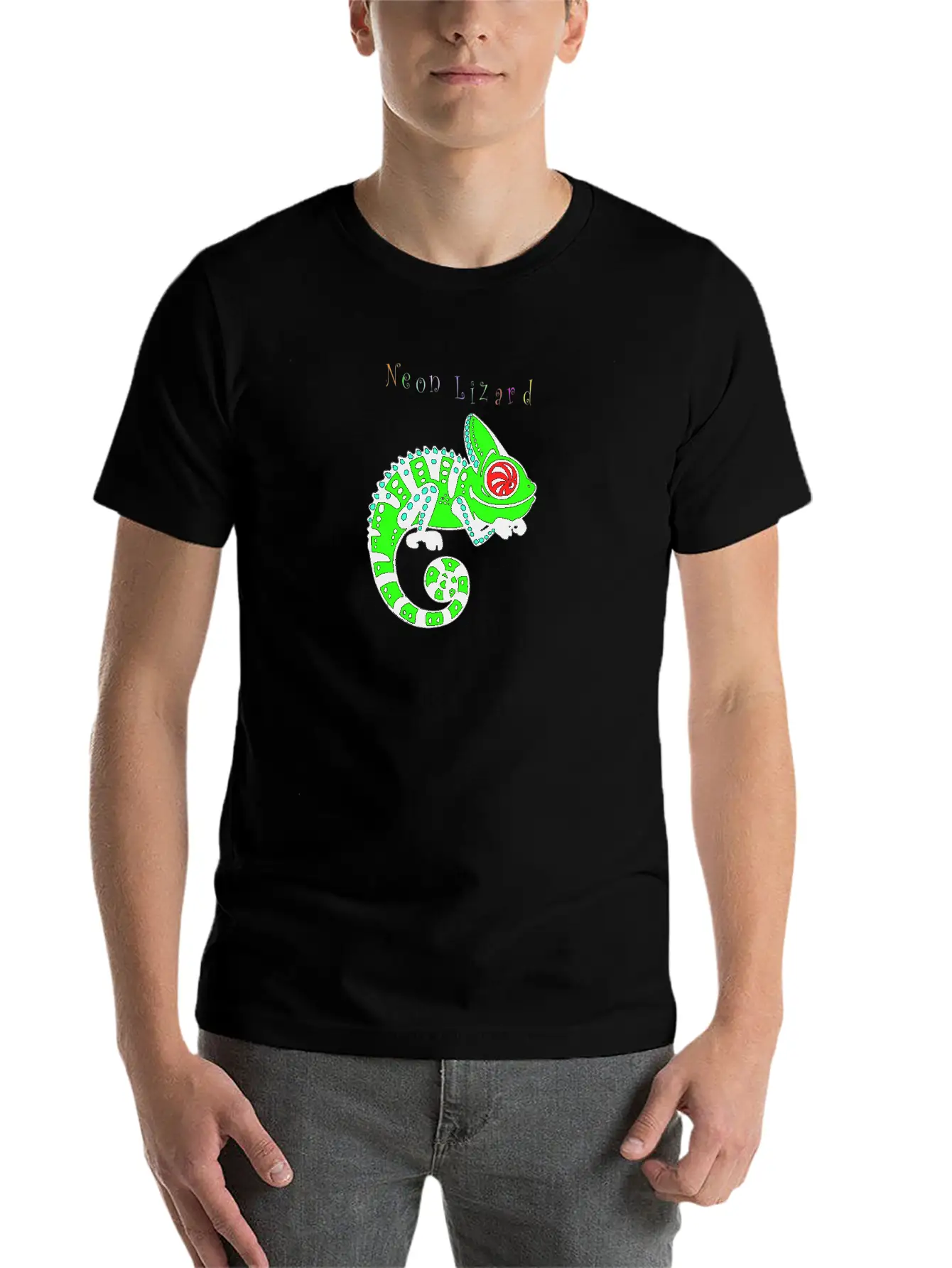 Neon Lizard Lg Breathable Soft Cotton T-Shirt – Timeless Casual Look
