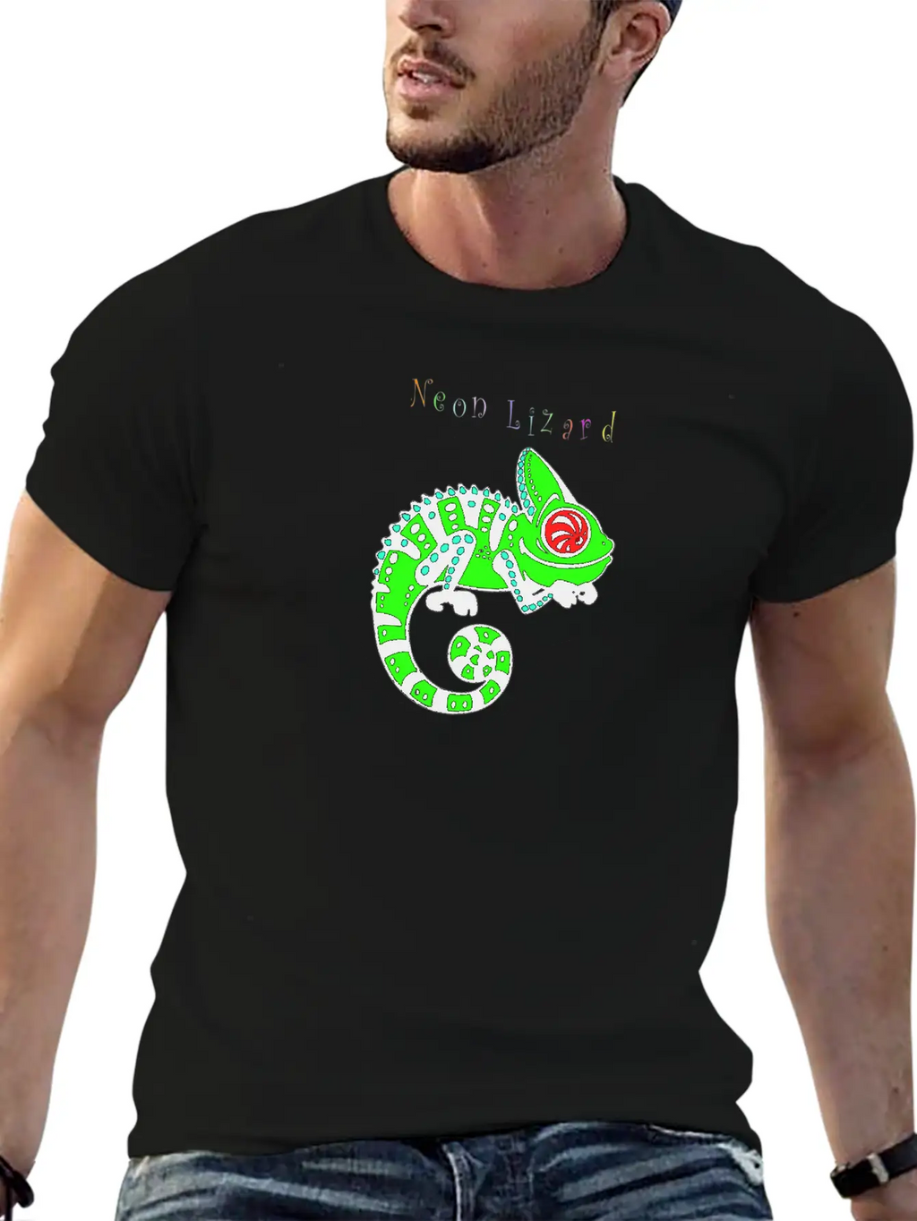 Neon Lizard Lg Breathable Soft Cotton T-Shirt – Timeless Casual Look