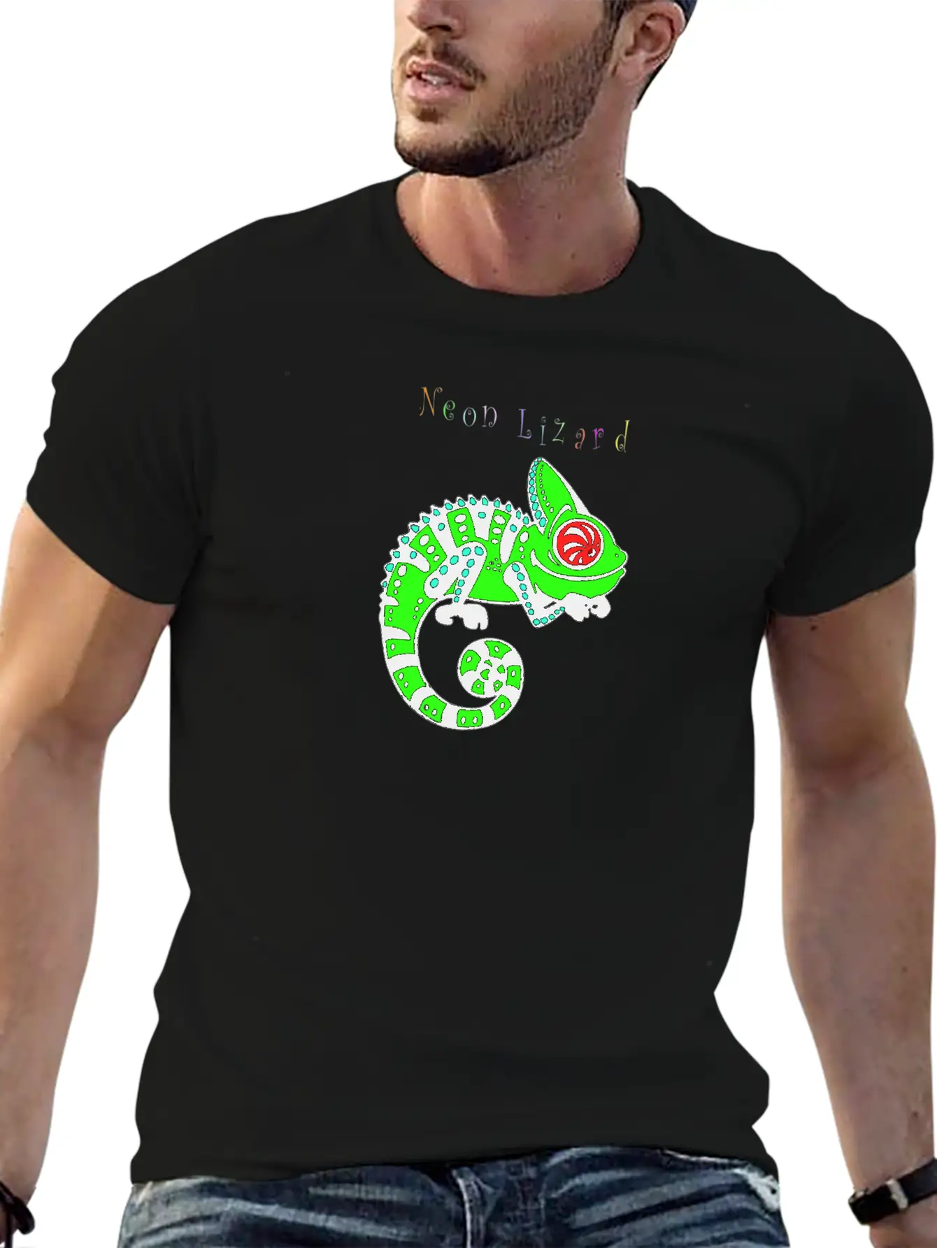 Neon Lizard Lg Breathable Soft Cotton T-Shirt – Timeless Casual Look
