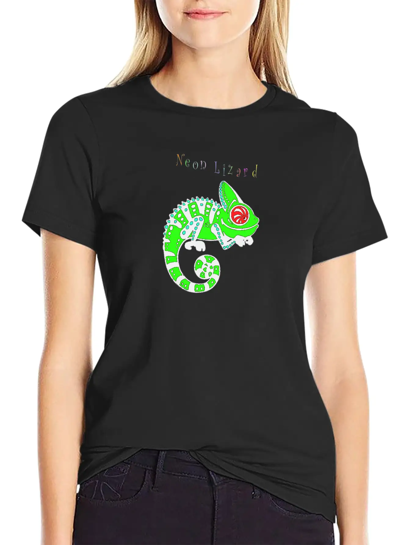 Neon Lizard Lg Breathable Soft Cotton T-Shirt – Timeless Casual Look