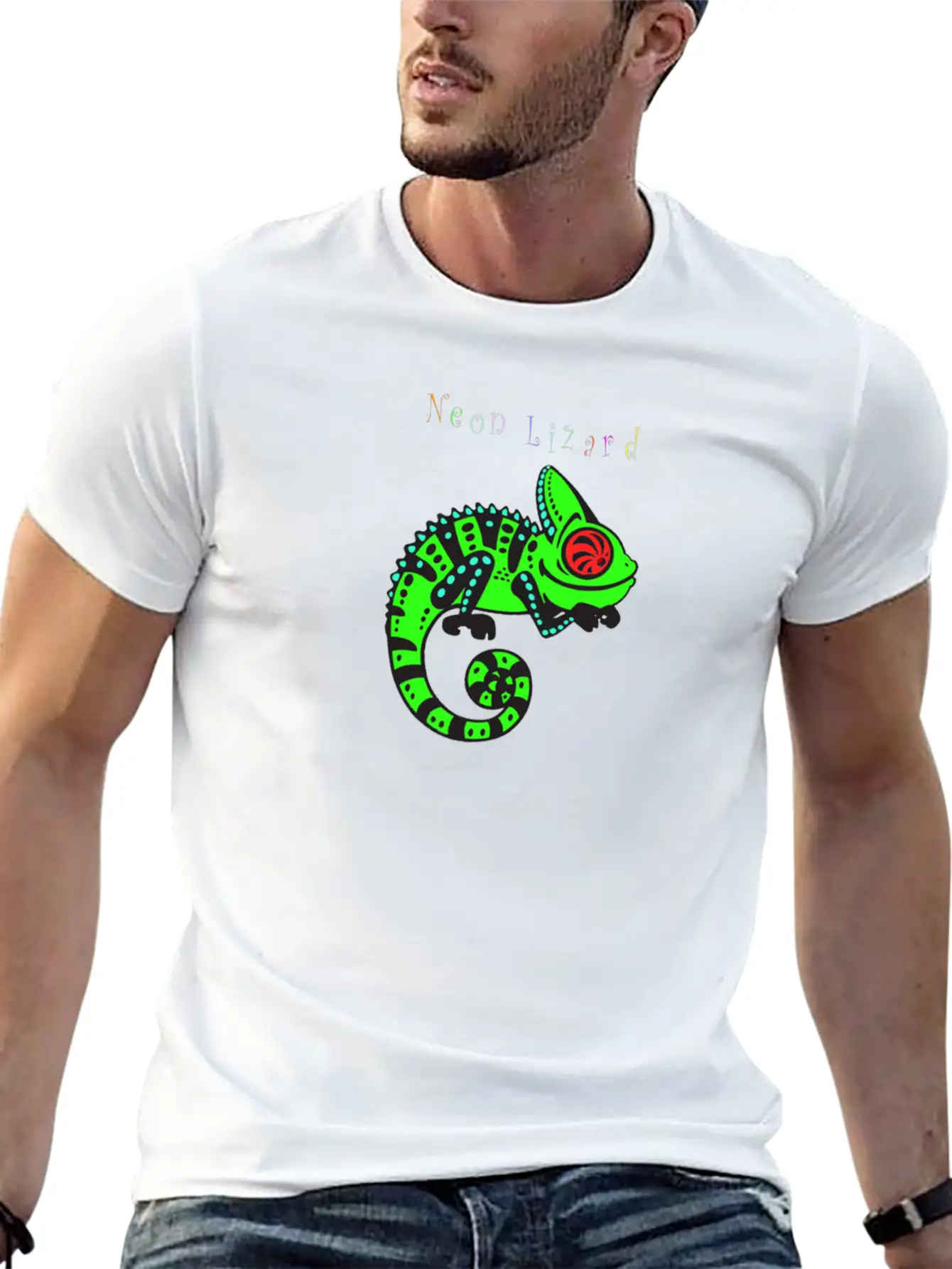 Neon Lizard Lg Breathable Soft Cotton T-Shirt – Timeless Casual Look