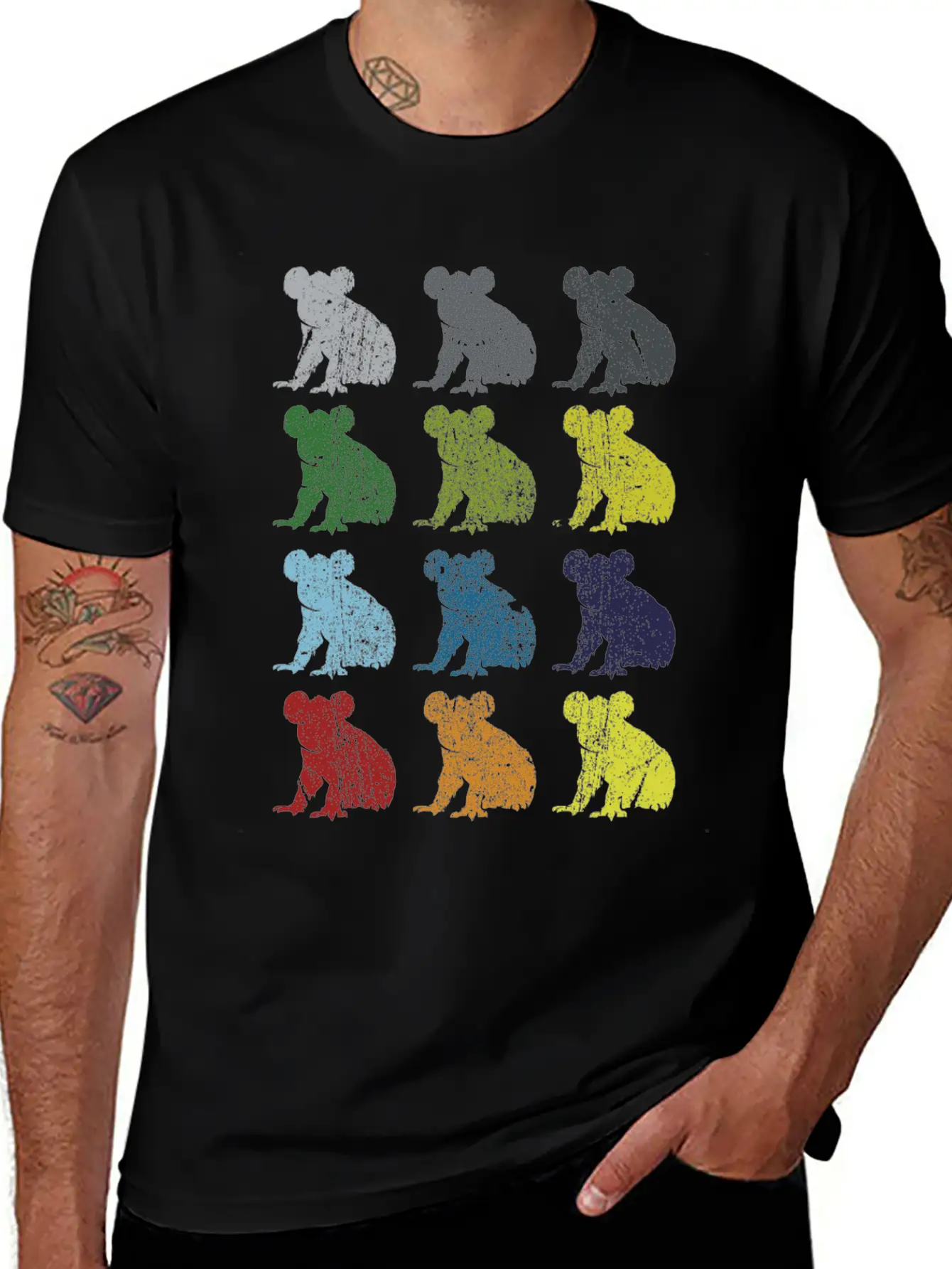 Neon Pop Art Retro Koala Animal Gift Essential Cotton Tee For Daily Outfits – Unisex Style