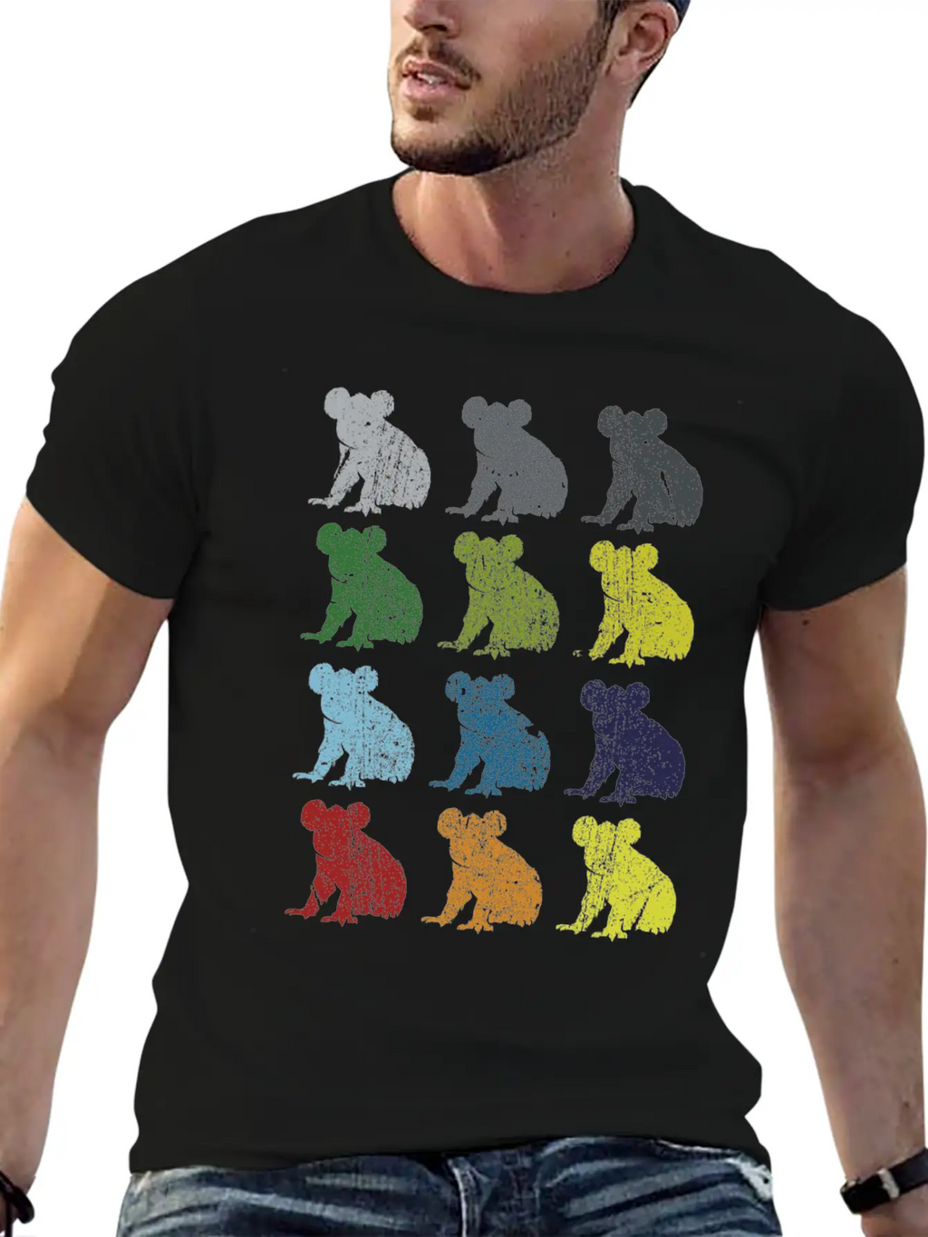Neon Pop Art Retro Koala Animal Gift Essential Cotton Tee For Daily Outfits – Unisex Style