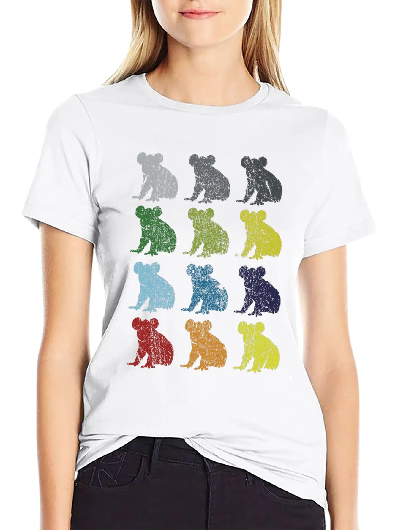 Neon Pop Art Retro Koala Animal Gift Essential Cotton Tee For Daily Outfits – Unisex Style