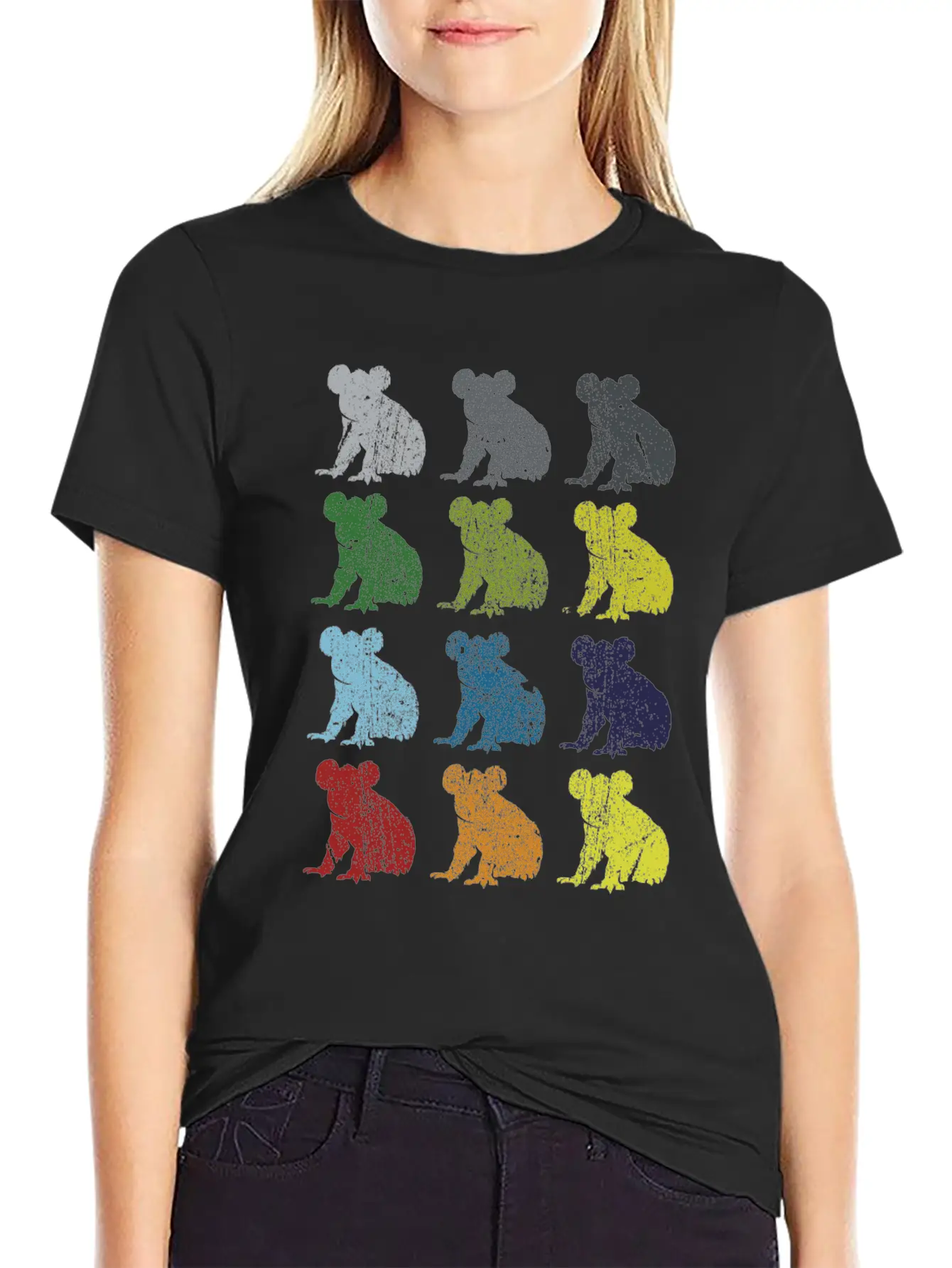 Neon Pop Art Retro Koala Animal Gift Essential Cotton Tee For Daily Outfits – Unisex Style