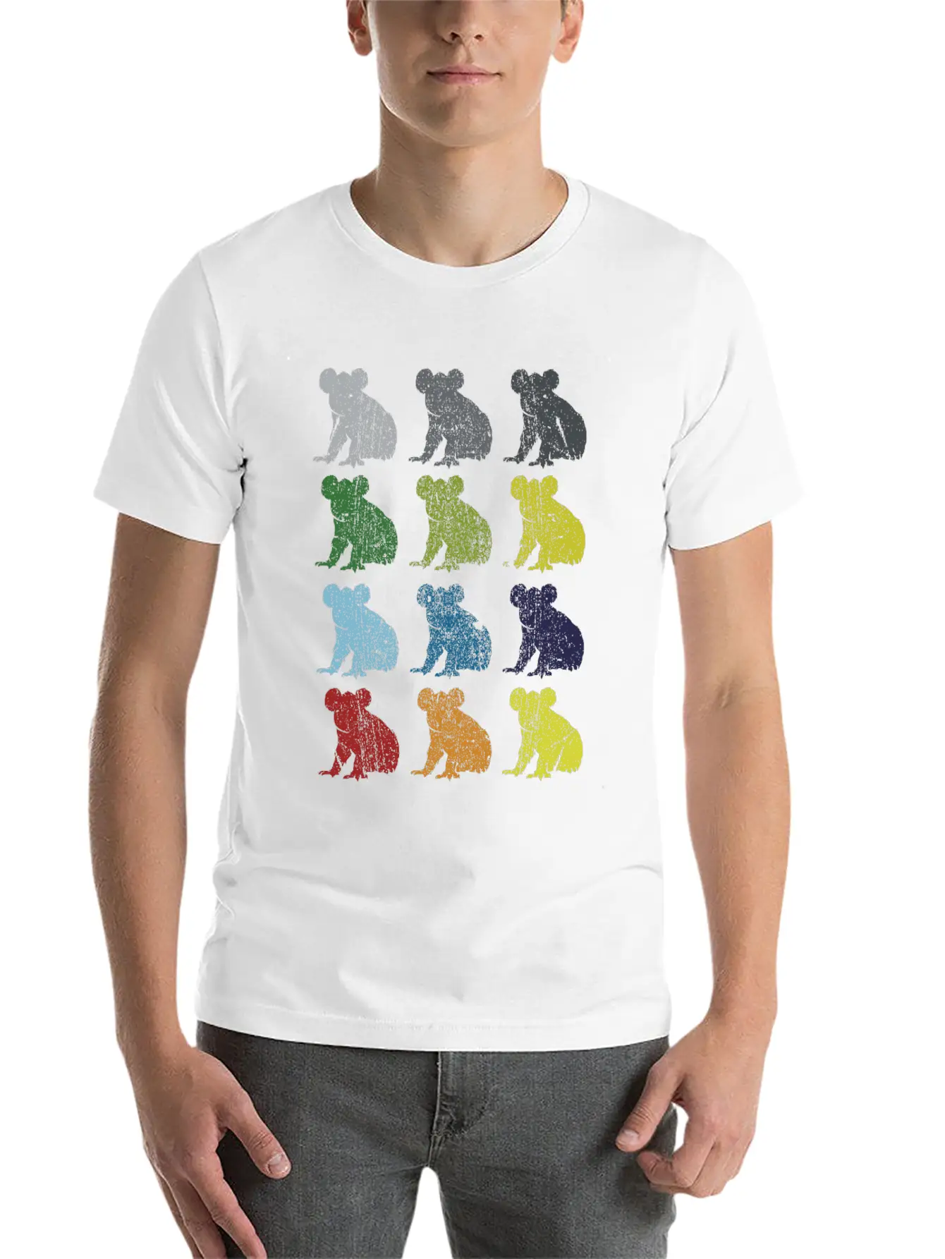 Neon Pop Art Retro Koala Animal Gift Essential Cotton Tee For Daily Outfits – Unisex Style