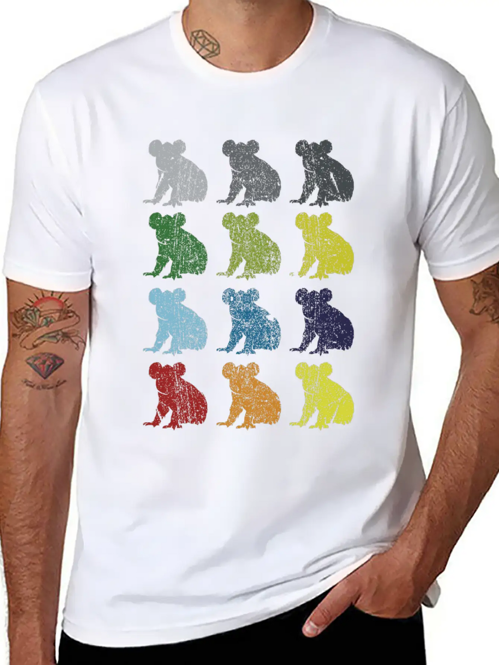 Neon Pop Art Retro Koala Animal Gift Essential Cotton Tee For Daily Outfits – Unisex Style
