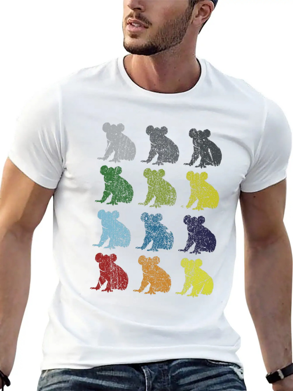 Neon Pop Art Retro Koala Animal Gift Essential Cotton Tee For Daily Outfits – Unisex Style