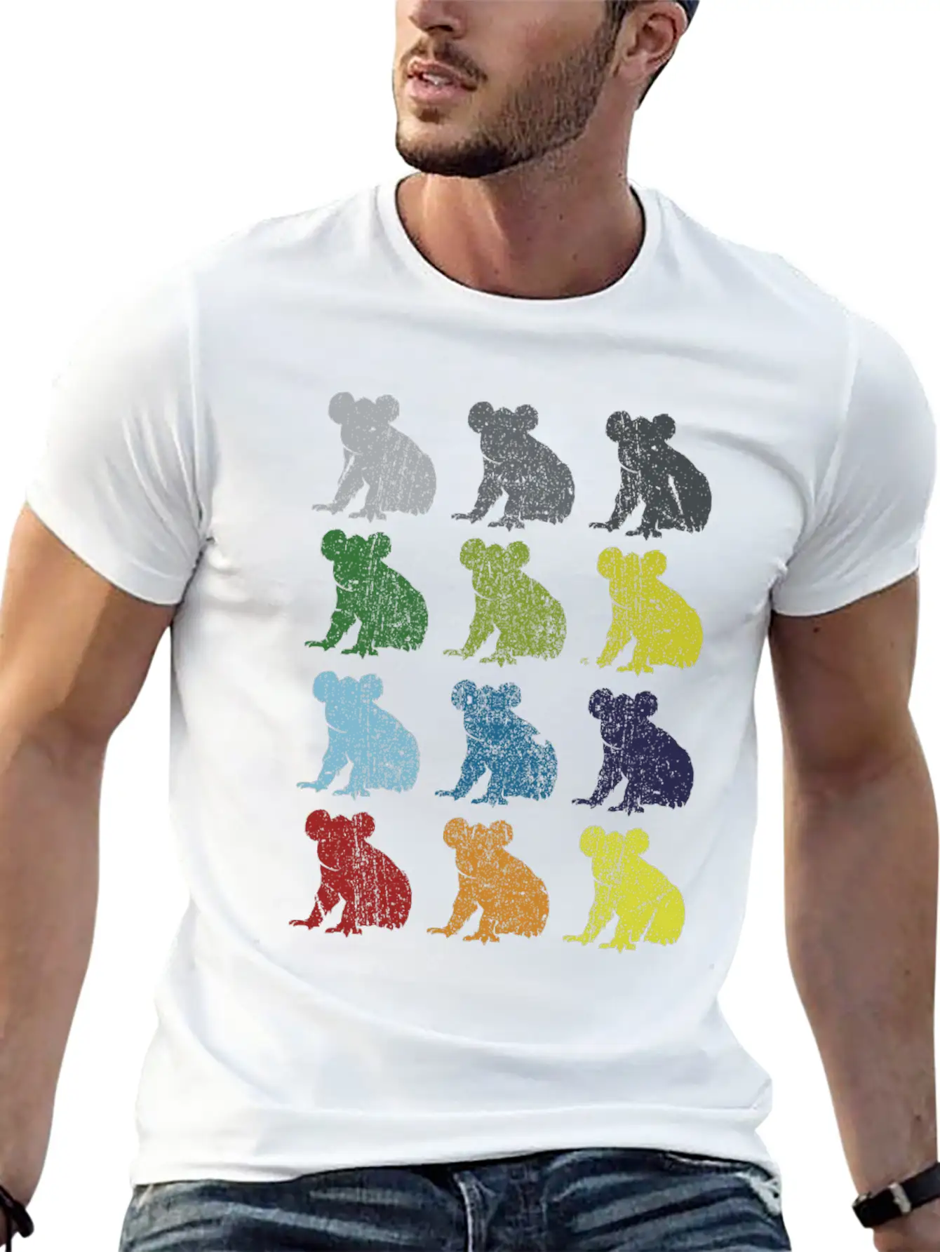 Neon Pop Art Retro Koala Animal Gift Essential Cotton Tee For Daily Outfits – Unisex Style