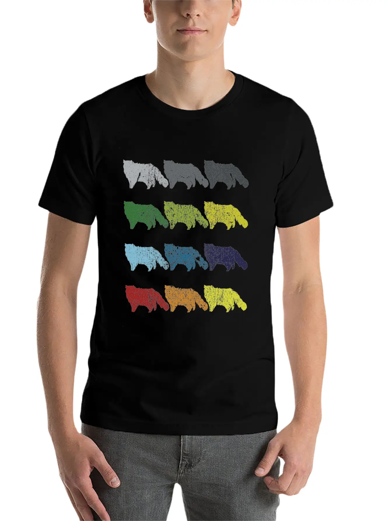Neon Pop Art Retro Persian Cat Pet Gift Unisex Casual T-Shirt – Clean Design For Daily Comfort