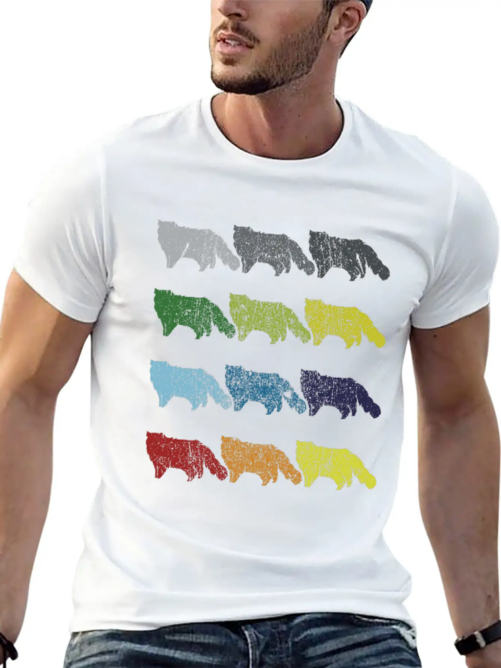 Neon Pop Art Retro Persian Cat Pet Gift Unisex Casual T-Shirt – Clean Design For Daily Comfort