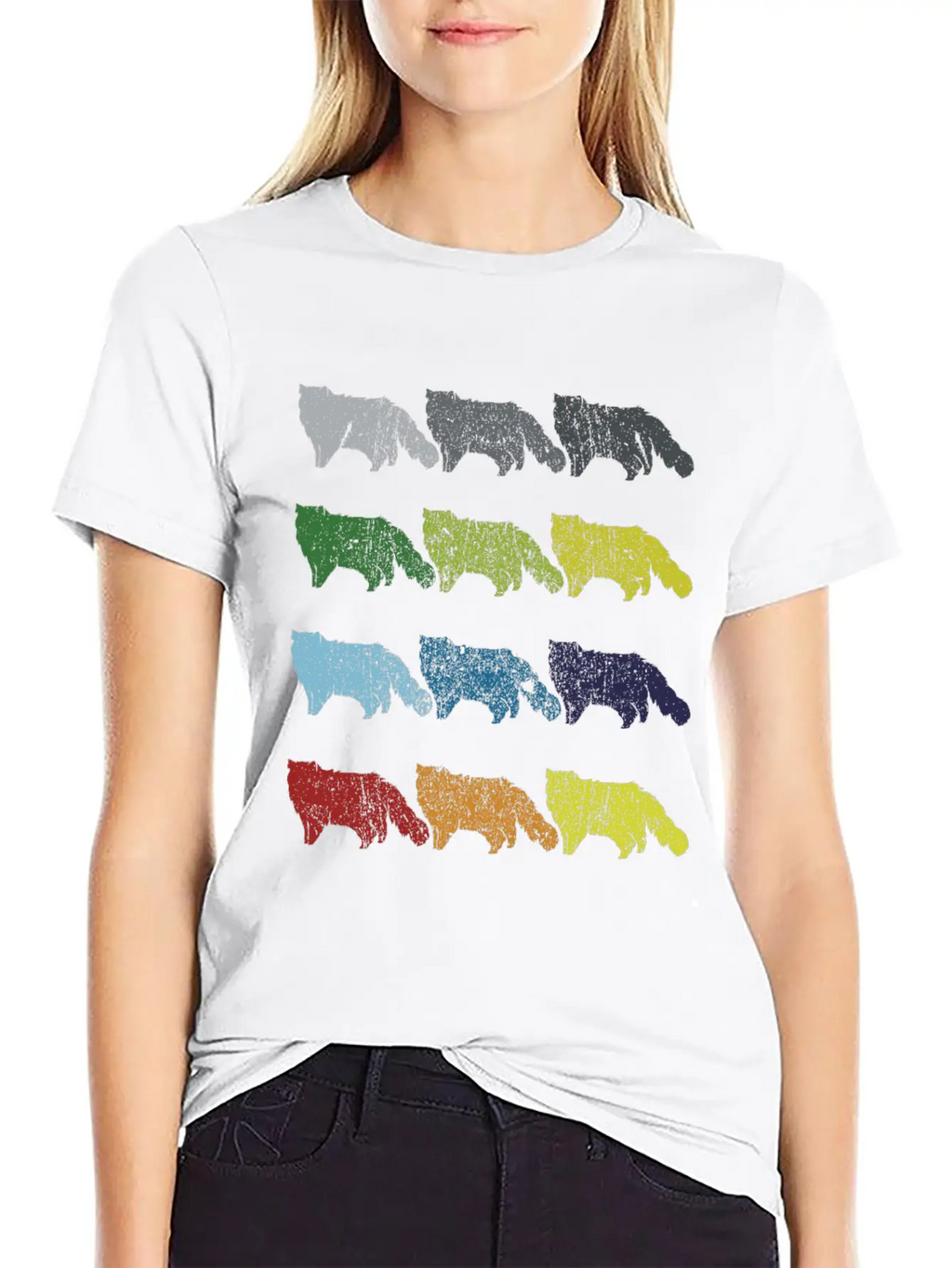 Neon Pop Art Retro Persian Cat Pet Gift Unisex Short Sleeve Soft Cotton T-Shirt – Casual Everyday Wear
