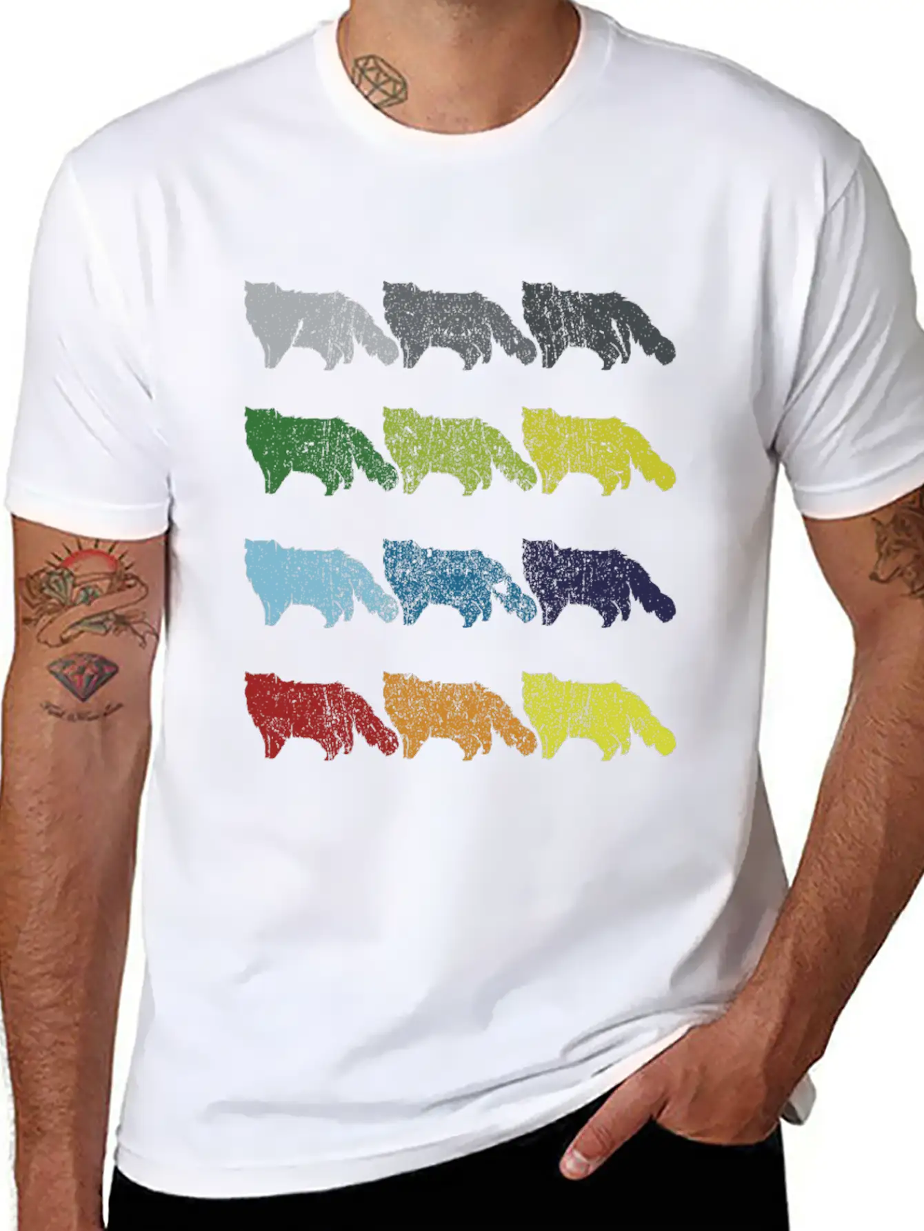 Neon Pop Art Retro Persian Cat Pet Gift Unisex Short Sleeve Soft Cotton T-Shirt – Casual Everyday Wear