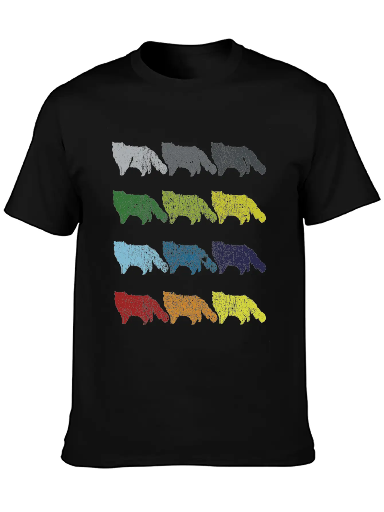 Neon Pop Art Retro Persian Cat Pet Gift Unisex Short Sleeve Soft Cotton T-Shirt – Casual Everyday Wear