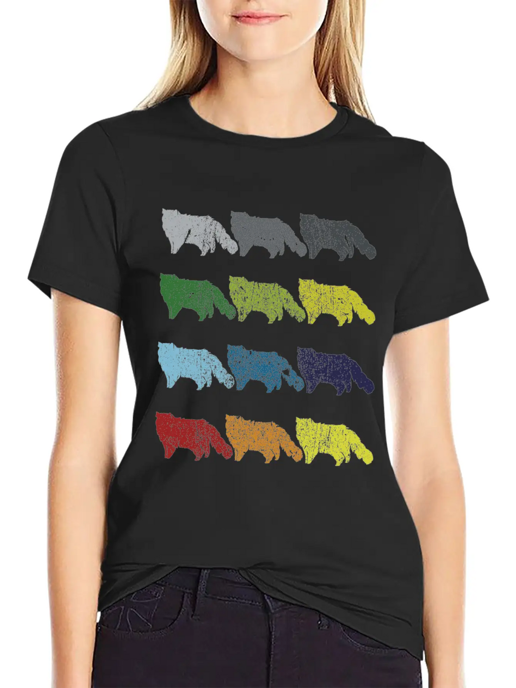 Neon Pop Art Retro Persian Cat Pet Gift Unisex Short Sleeve Soft Cotton T-Shirt – Casual Everyday Wear