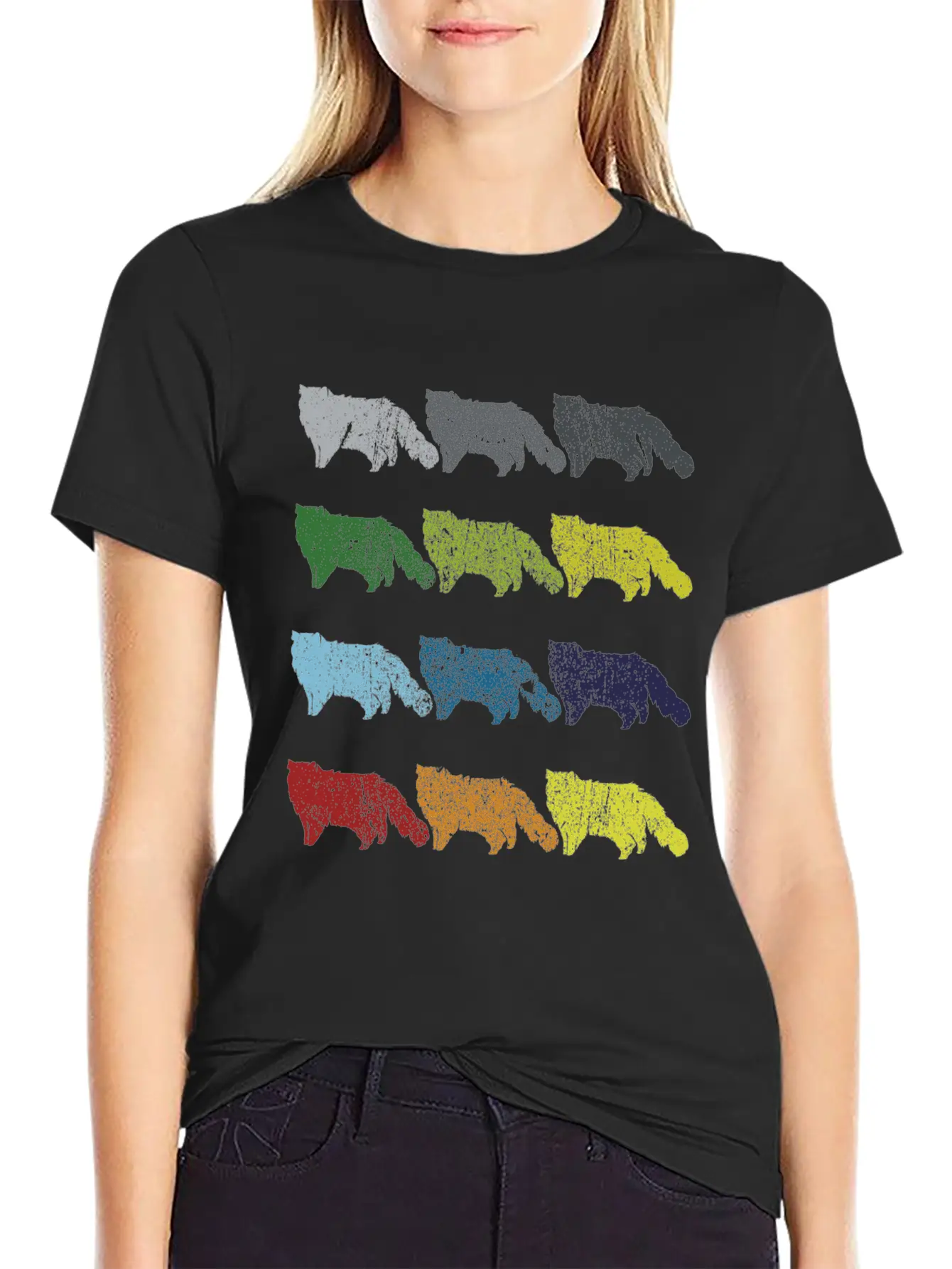 Neon Pop Art Retro Persian Cat Pet Gift Unisex Short Sleeve Soft Cotton T-Shirt – Casual Everyday Wear